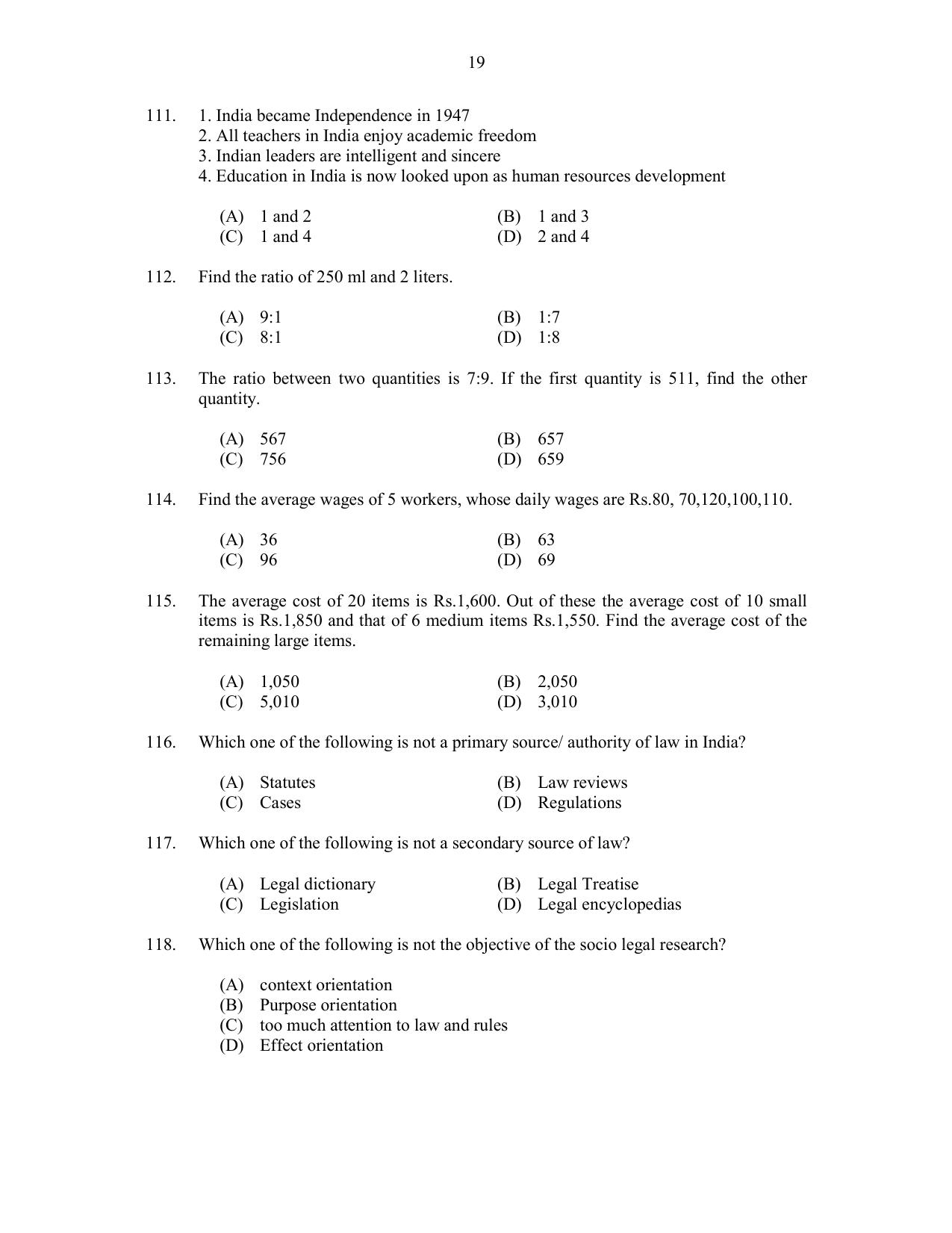 CUSAT CAT 2017 MIP Ph.D Question Paper - Page 19