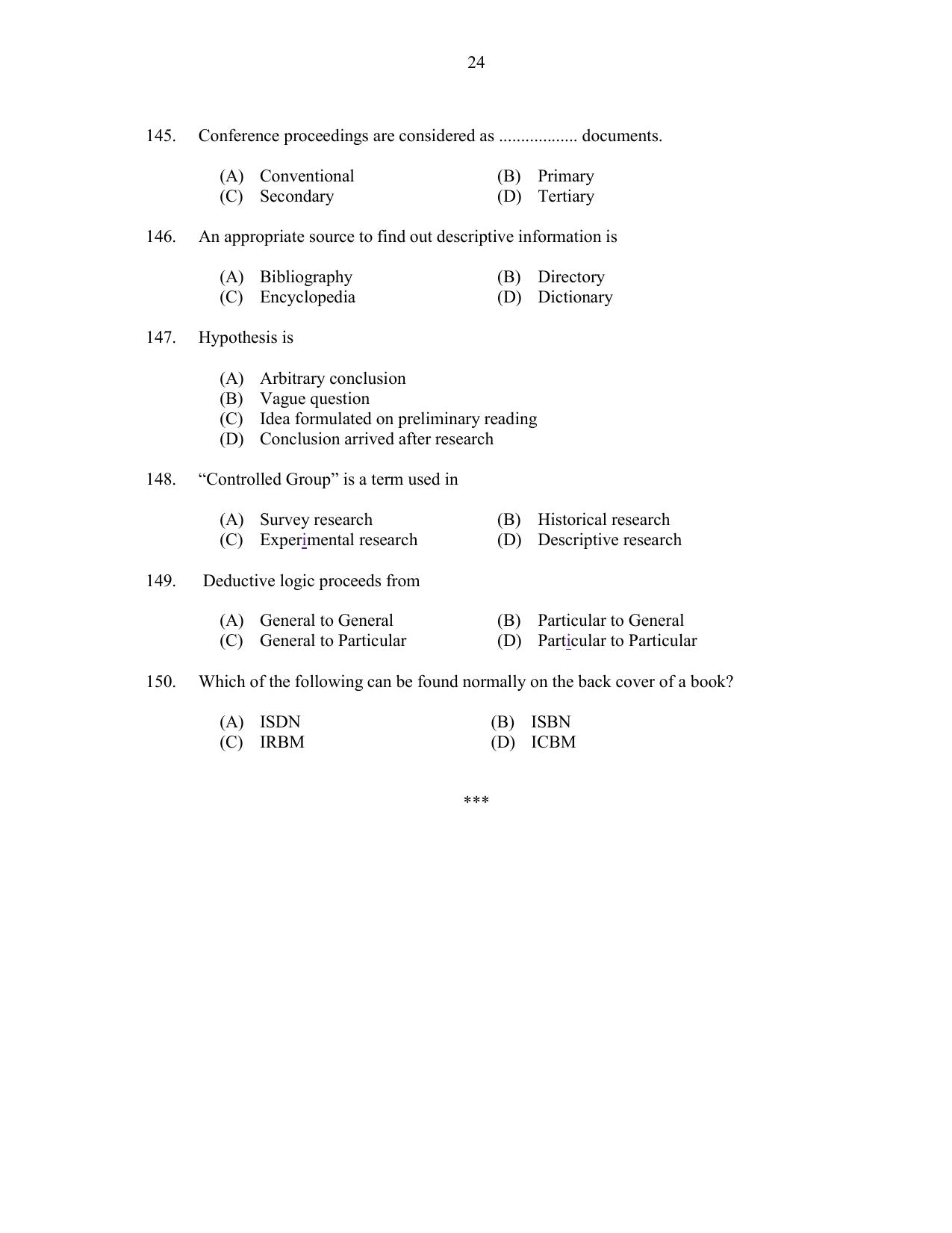 CUSAT CAT 2017 MIP Ph.D Question Paper - Page 24