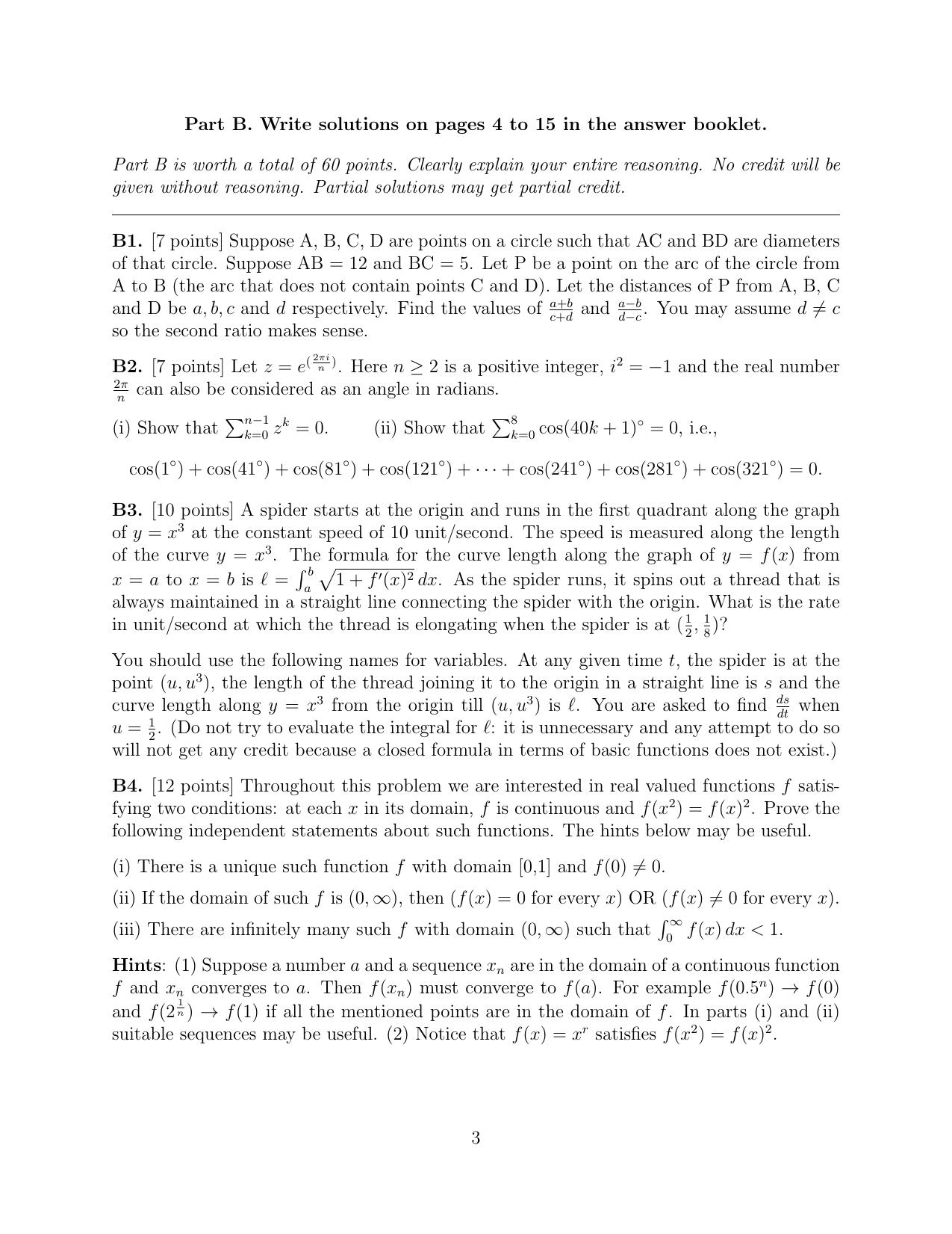 CMI Entrance Exam 2020 Question Paper B.Sc (Hons.) Mathematics and Computer Science - Page 3