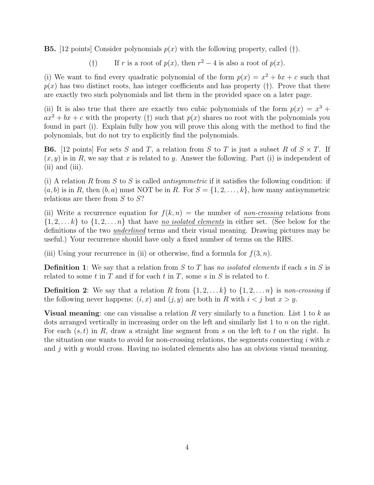 CMI Entrance Exam 2020 Question Paper B.Sc (Hons.) Mathematics and Computer Science - Page 4