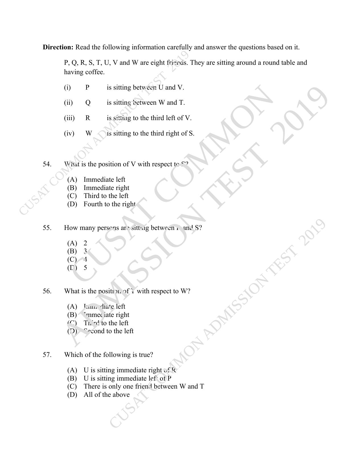 CUSAT CAT 2019 3 Year LLB Question Paper With Answer Key - Page 11