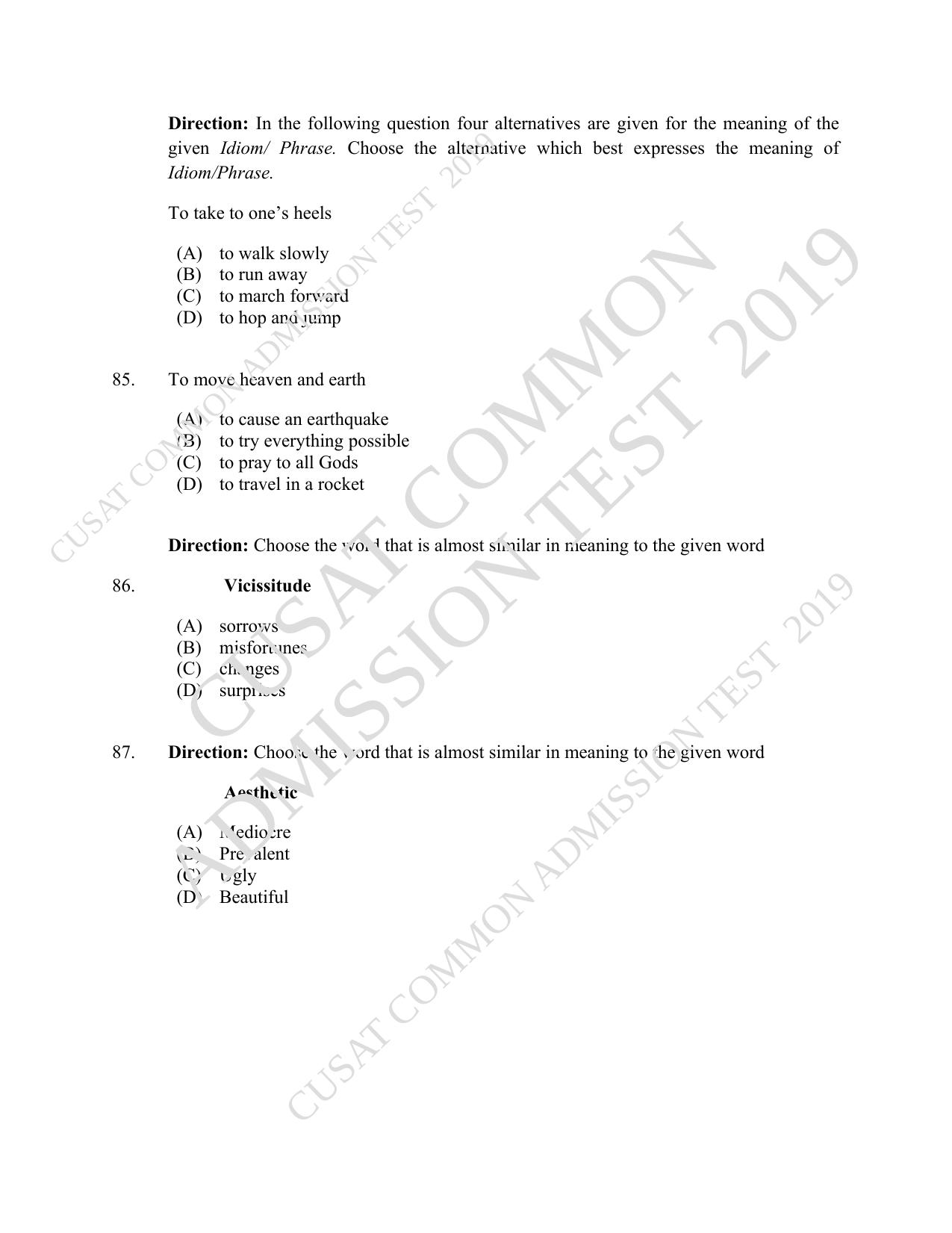 CUSAT CAT 2019 3 Year LLB Question Paper With Answer Key - Page 19