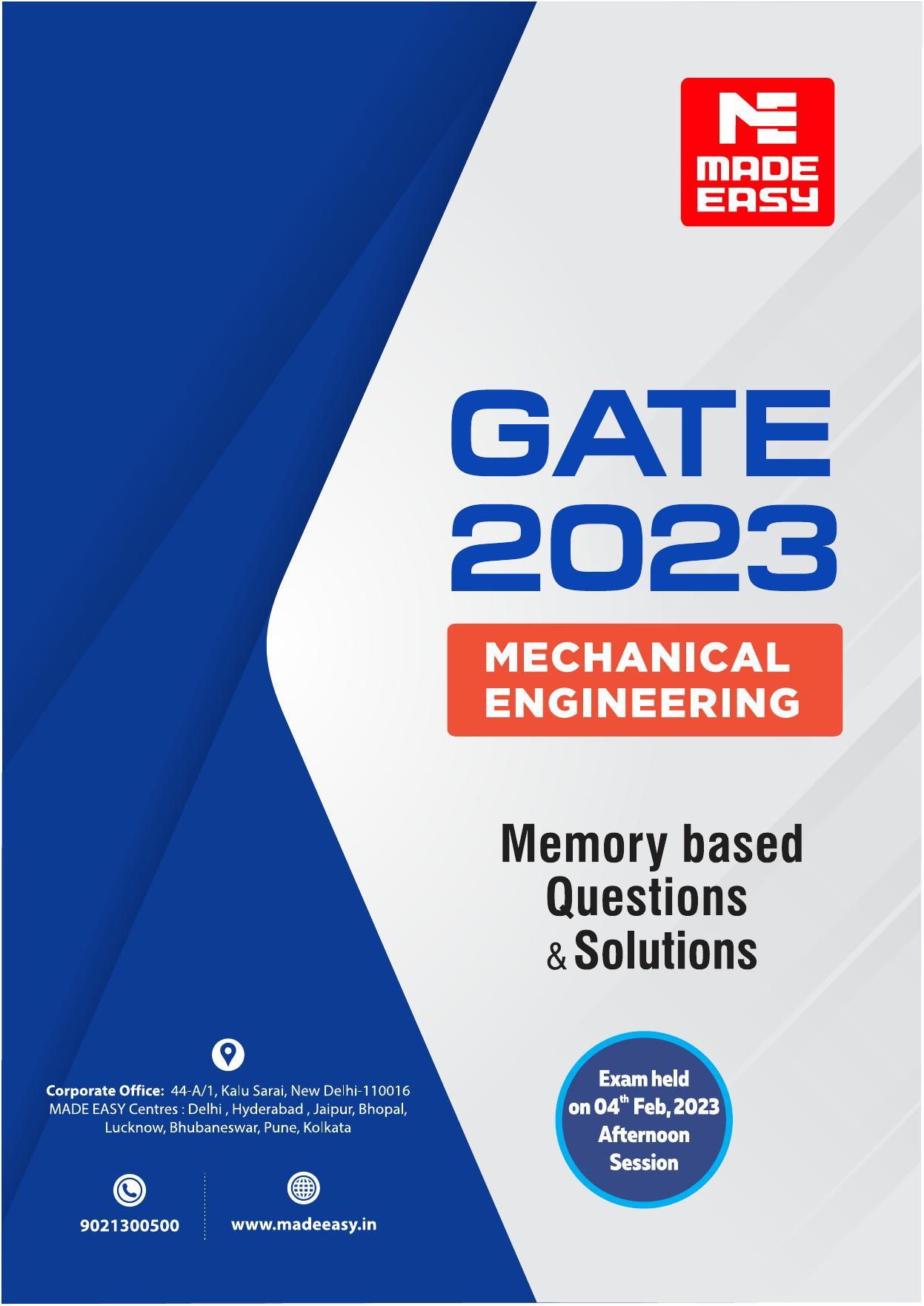 GATE 2023 Mechanical Engineering (ME) Question Paper (Made Easy) - Page 1