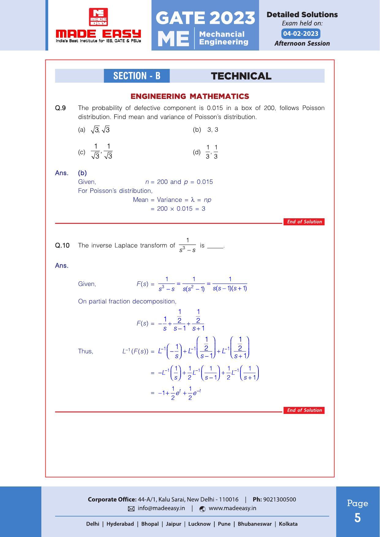 GATE 2023 Mechanical Engineering (ME) Question Paper (Made Easy) - Page 7
