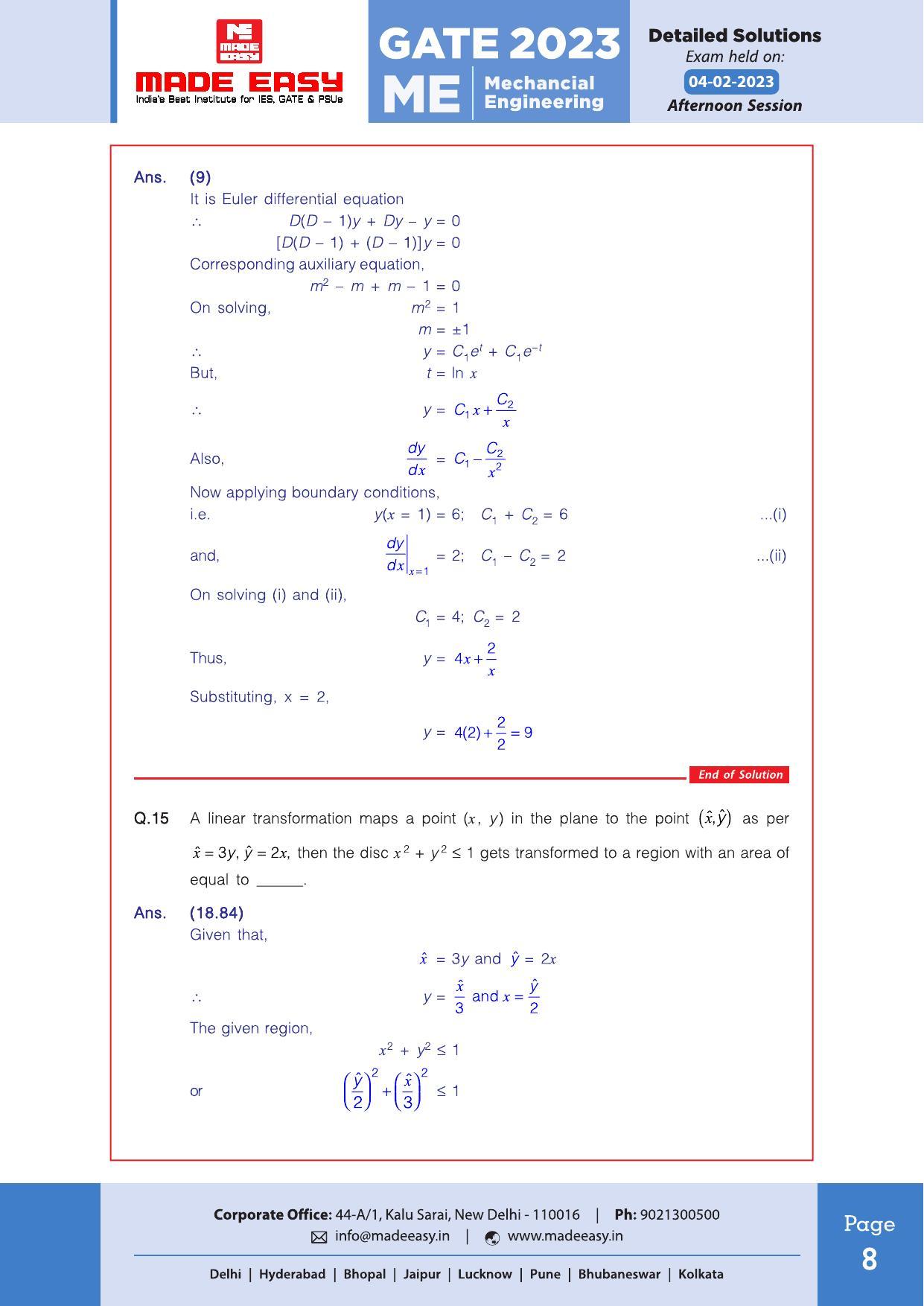 GATE 2023 Mechanical Engineering (ME) Question Paper (Made Easy) - Page 10