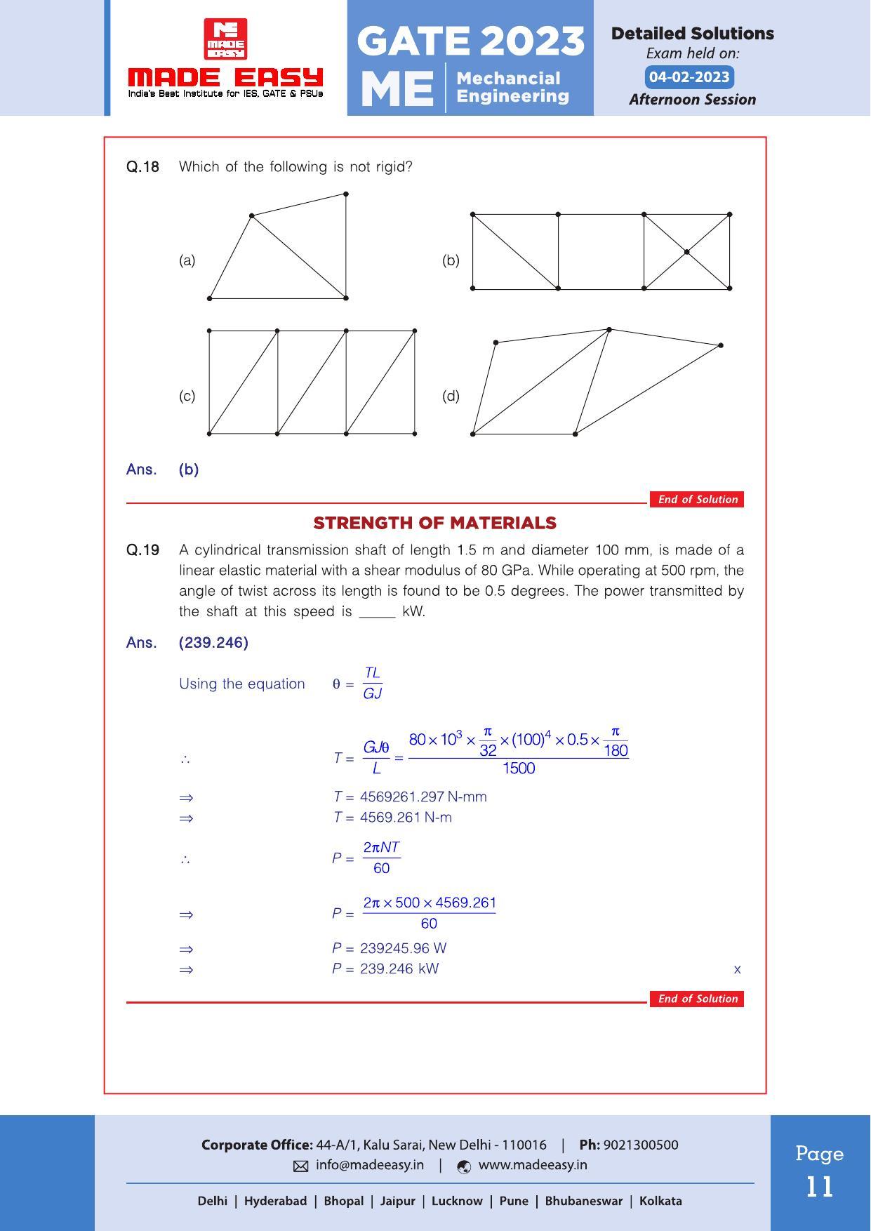 GATE 2023 Mechanical Engineering (ME) Question Paper (Made Easy) - Page 14