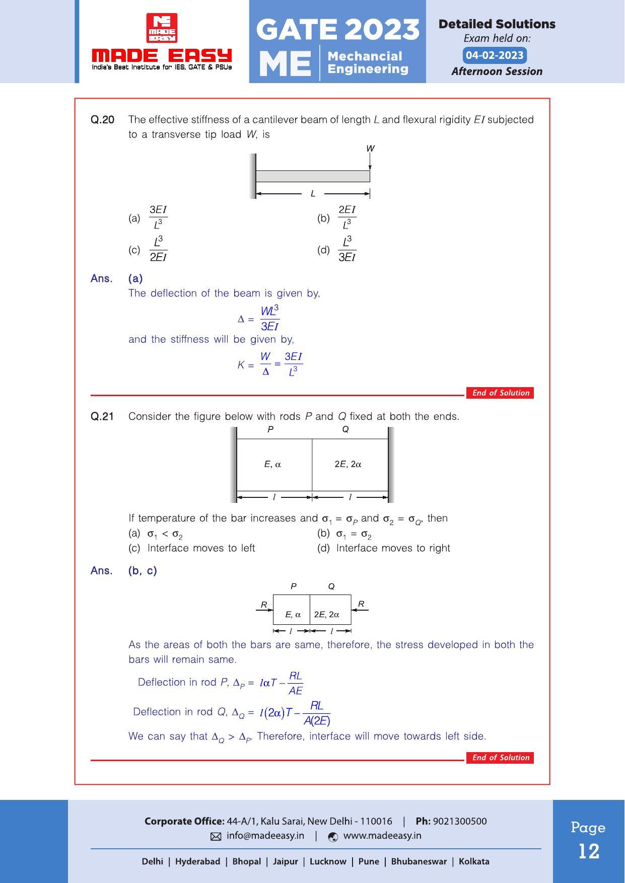 GATE 2023 Mechanical Engineering (ME) Question Paper (Made Easy) - Page 15