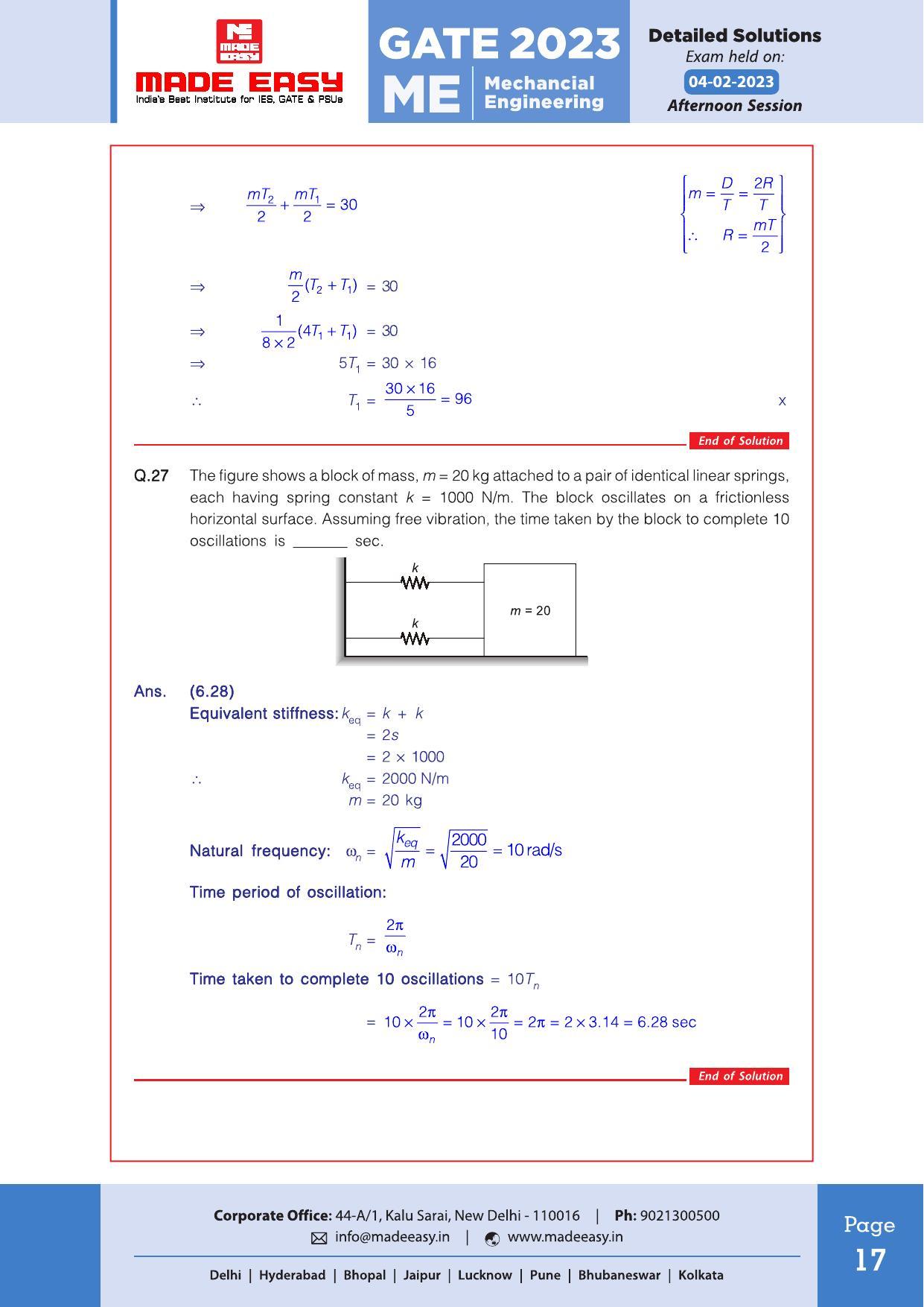 GATE 2023 Mechanical Engineering (ME) Question Paper (Made Easy) - Page 21