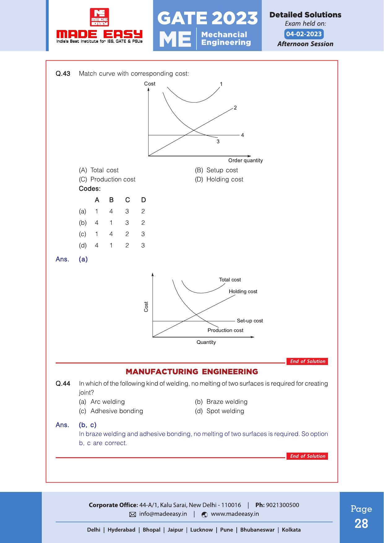GATE 2023 Mechanical Engineering (ME) Question Paper (Made Easy) - Page 34