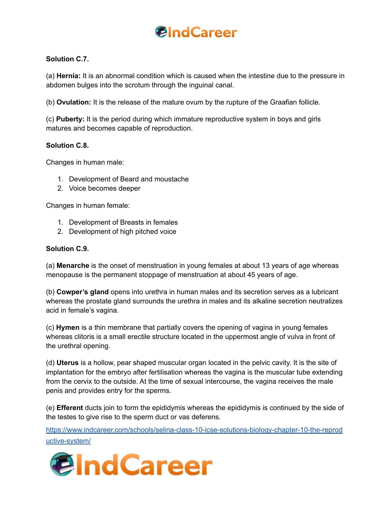 Selina Class 10 ICSE Solutions Biology : Chapter 10- The Reproductive System - Page 5