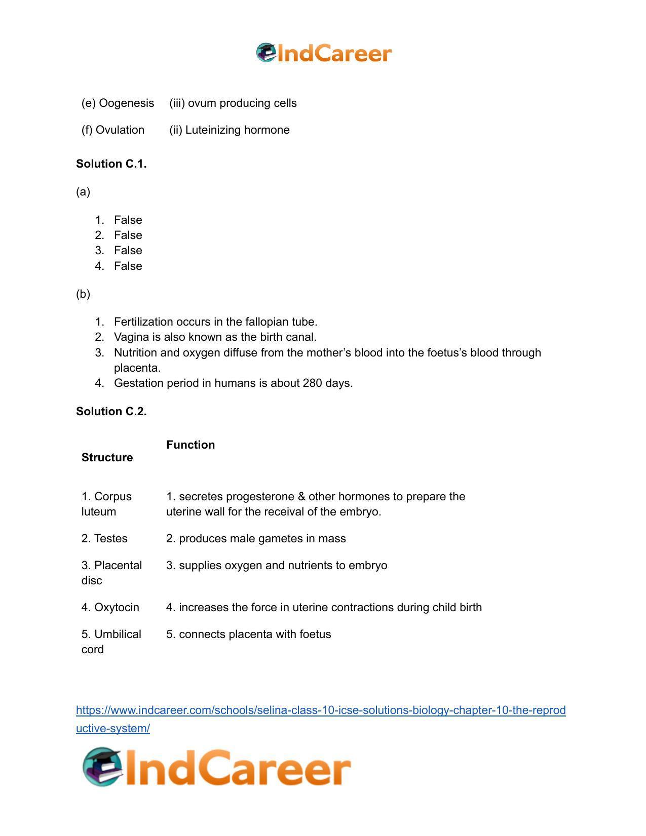 Selina Class 10 ICSE Solutions Biology : Chapter 10- The Reproductive System - Page 10