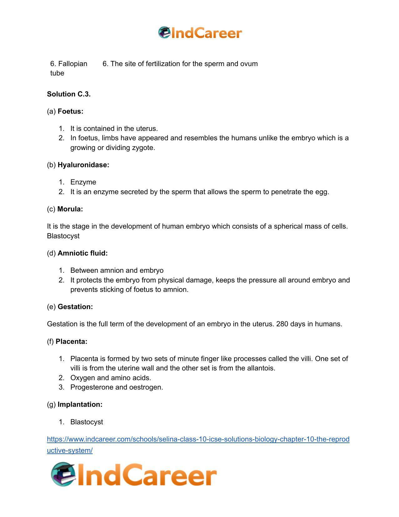 Selina Class 10 ICSE Solutions Biology : Chapter 10- The Reproductive System - Page 11
