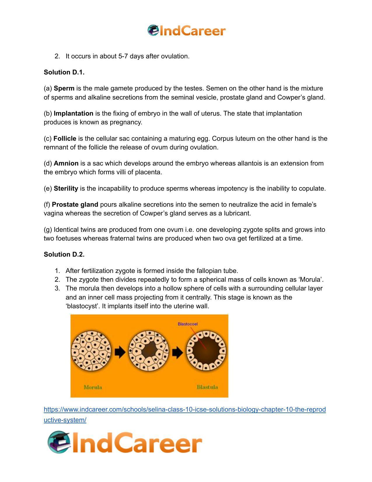 Selina Class 10 ICSE Solutions Biology : Chapter 10- The Reproductive System - Page 12