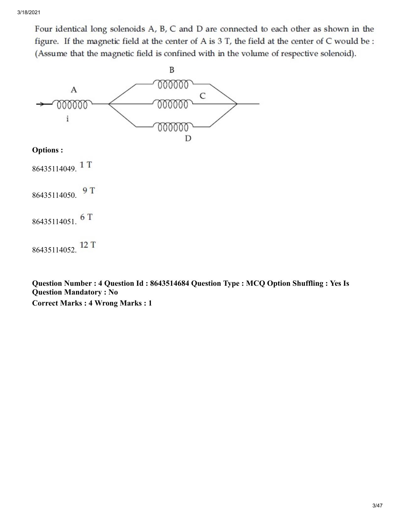 JEE Mains 2021: BTech	(Shift 1) 18-03-2021 Question Paper - Page 3