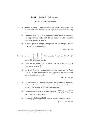ISI Admission Test M.Tech (QROR) PQB 2022 Sample Paper