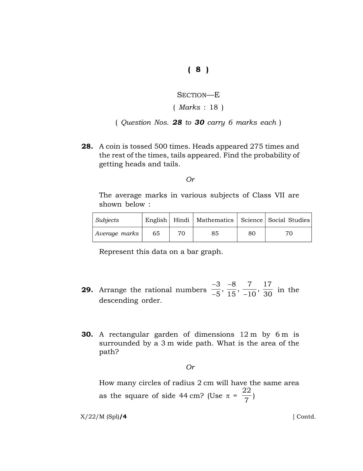 Meghalaya Board (MBOSE) Class 10 MATHEMATICS (Special) (X_22_M (Spl)) 2022 Question Paper - Page 8