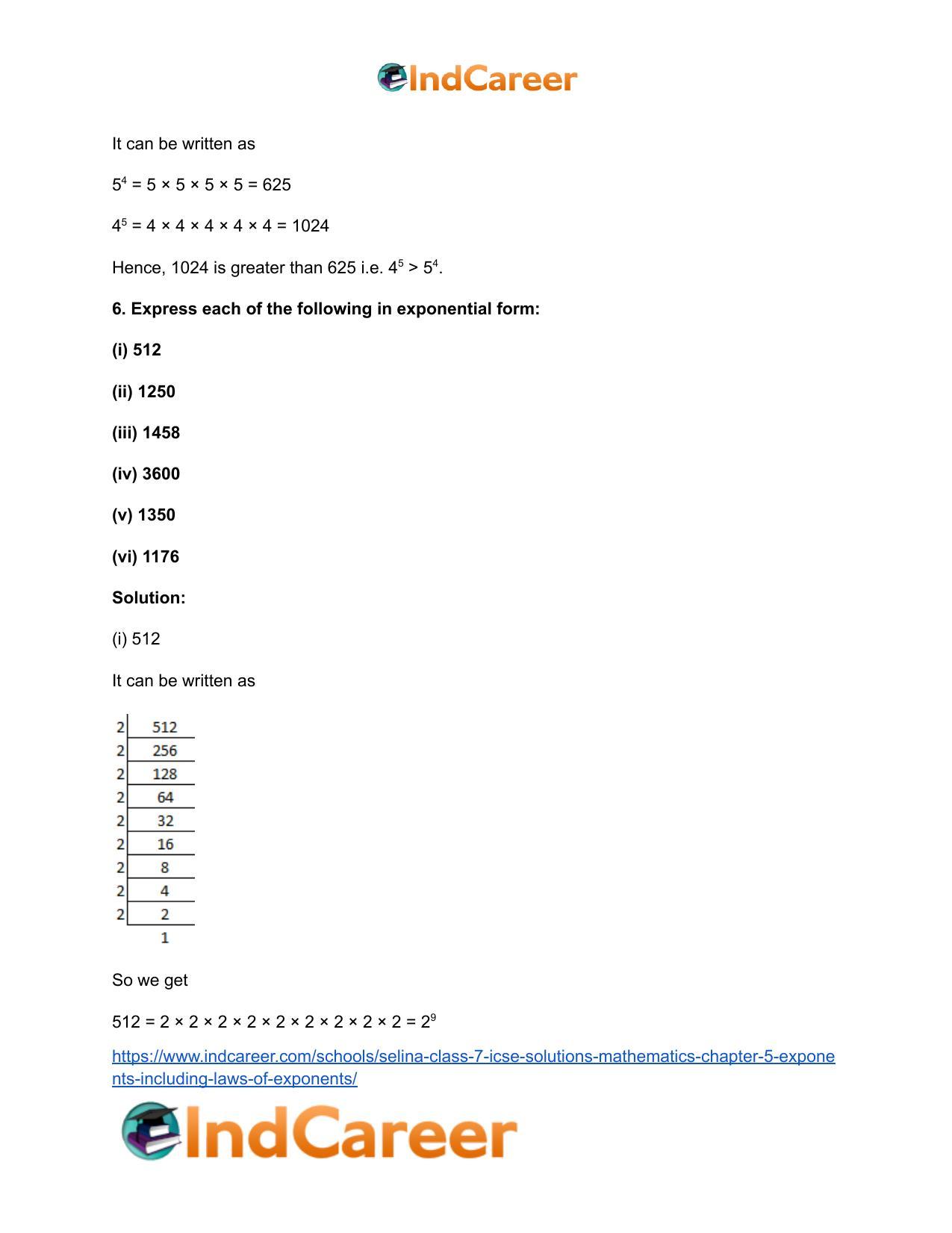 Selina Class 7 ICSE Solutions Mathematics : Chapter 5- Exponents (Including Laws of Exponents) - Page 10