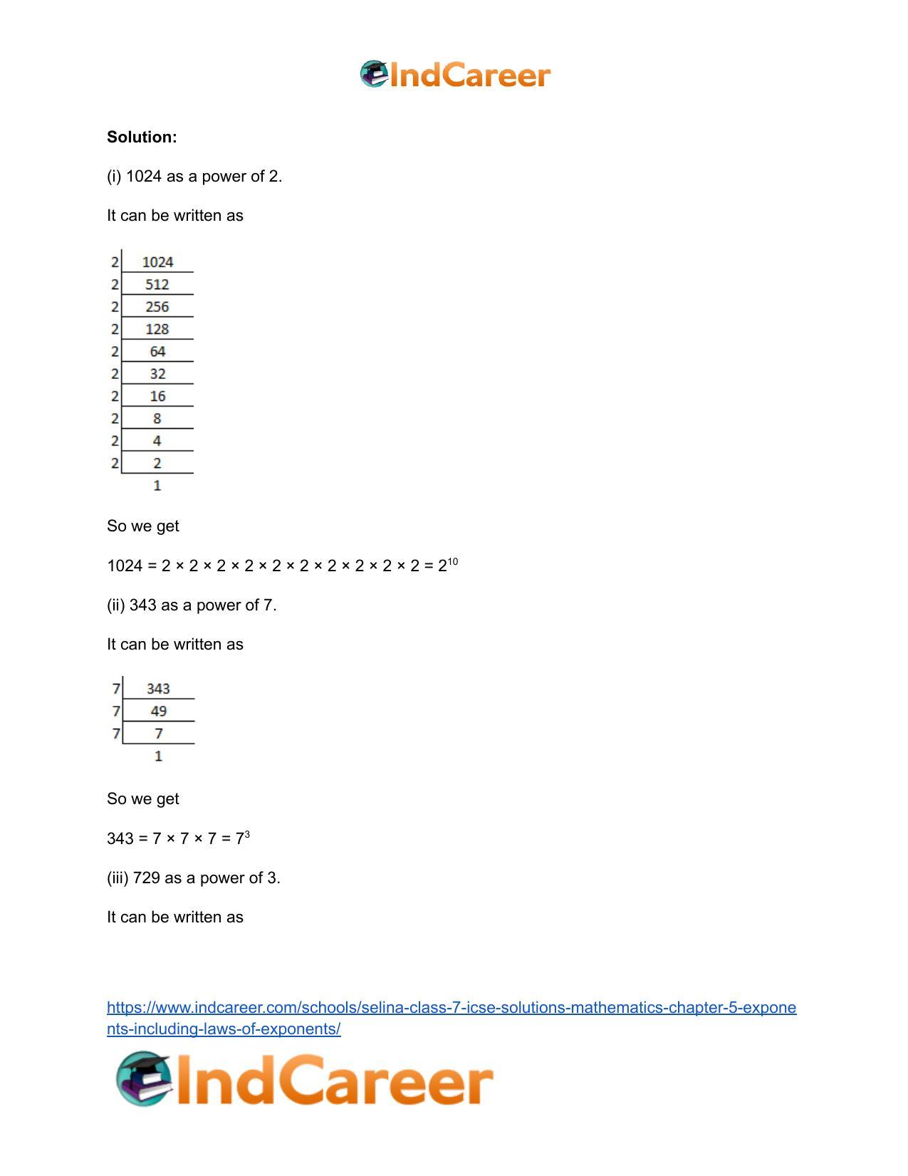Selina Class 7 ICSE Solutions Mathematics : Chapter 5- Exponents (Including Laws of Exponents) - Page 15