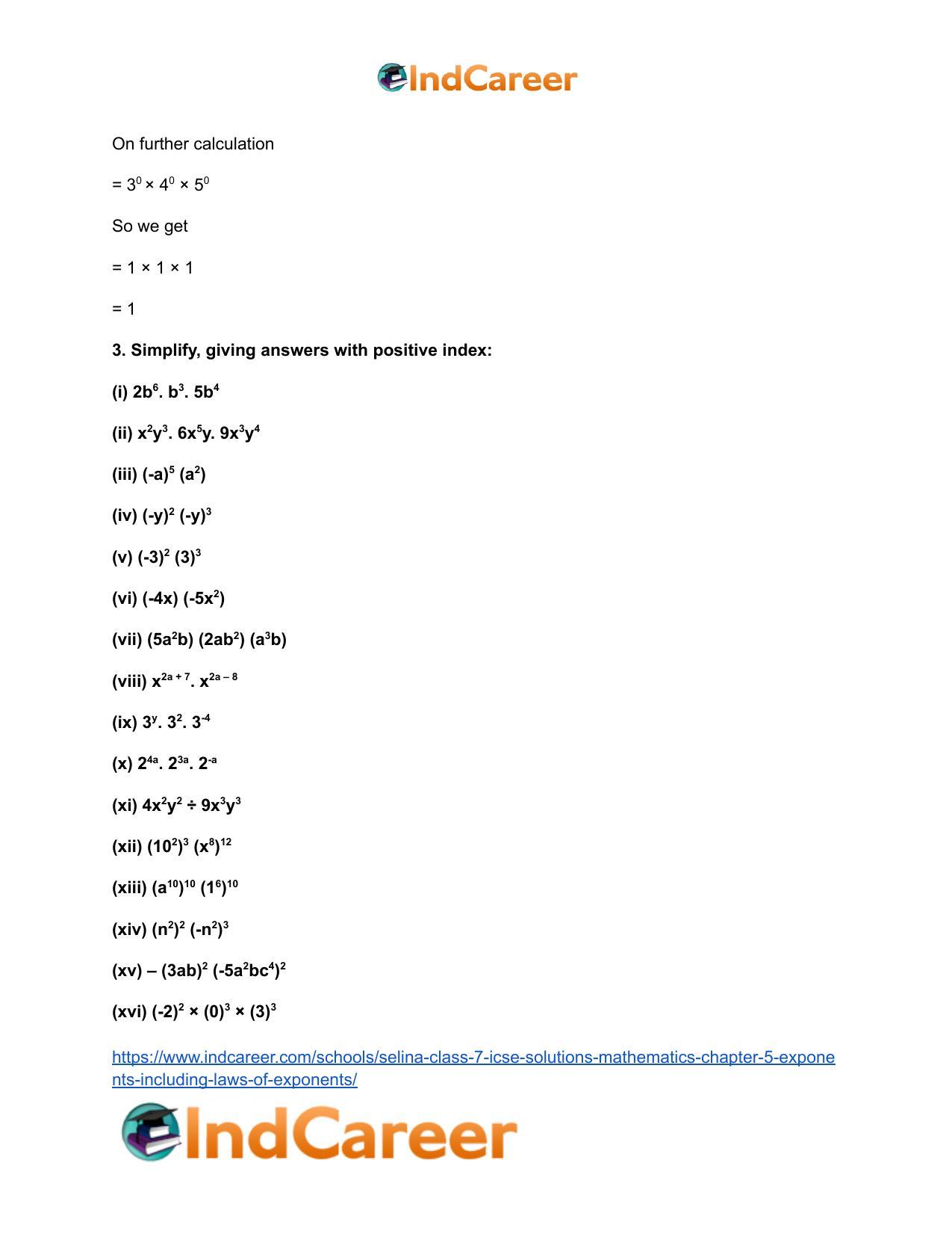 Selina Class 7 ICSE Solutions Mathematics : Chapter 5- Exponents (Including Laws of Exponents) - Page 23