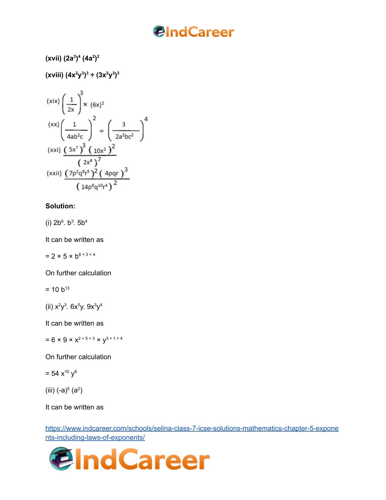 Selina Class 7 ICSE Solutions Mathematics : Chapter 5- Exponents (Including Laws of Exponents) - Page 24