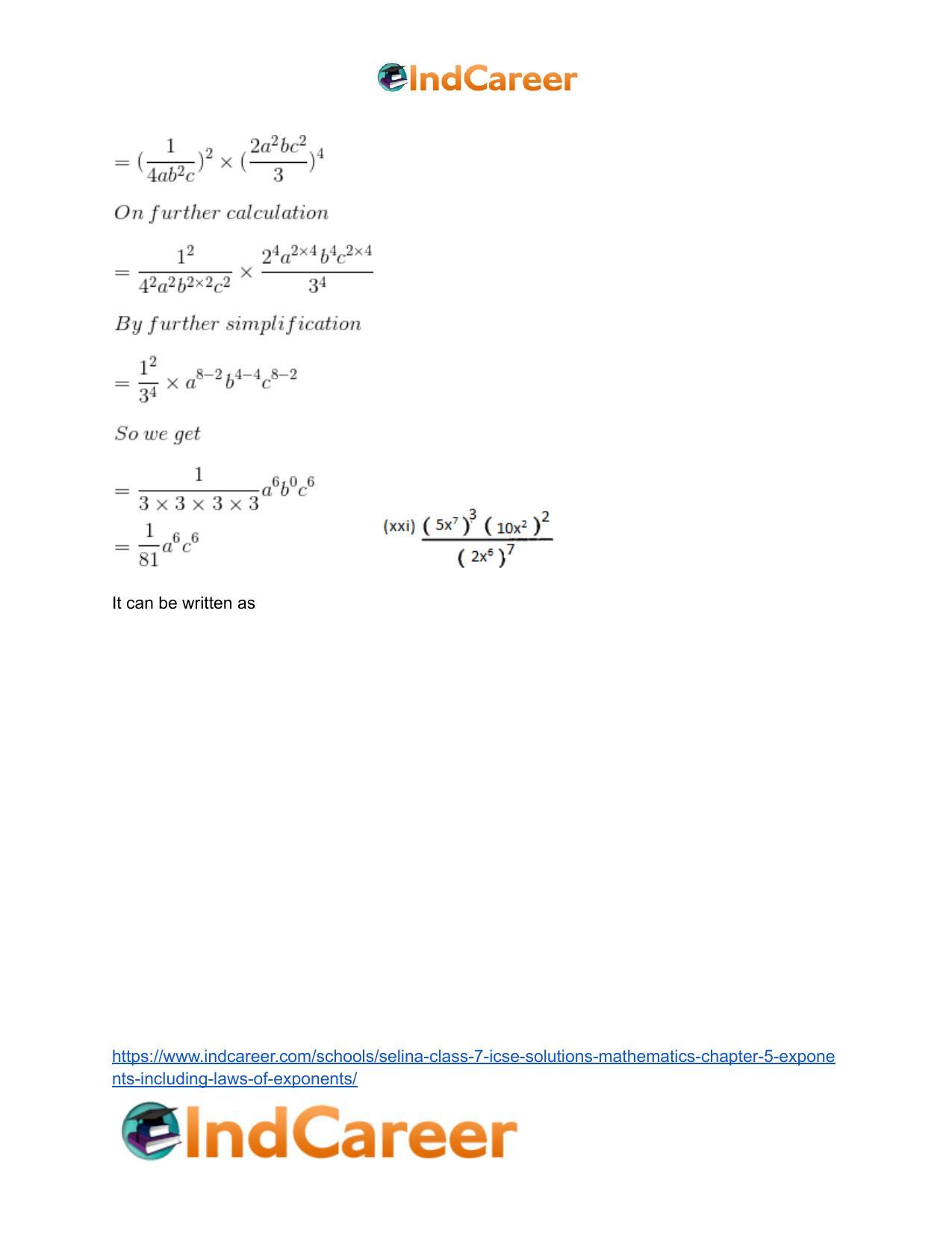 Selina Class 7 ICSE Solutions Mathematics : Chapter 5- Exponents (Including Laws of Exponents) - Page 32
