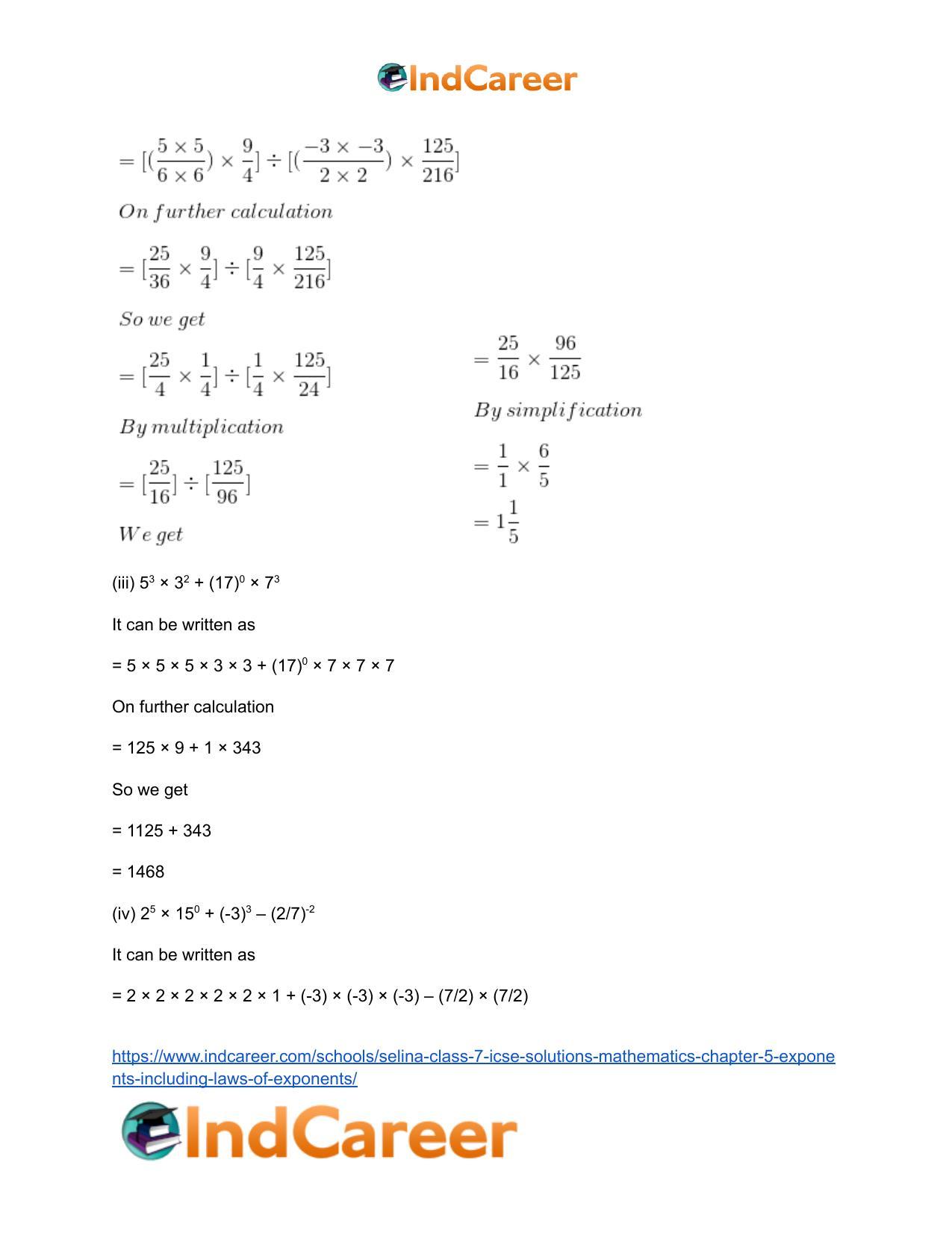 Selina Class 7 ICSE Solutions Mathematics : Chapter 5- Exponents (Including Laws of Exponents) - Page 38