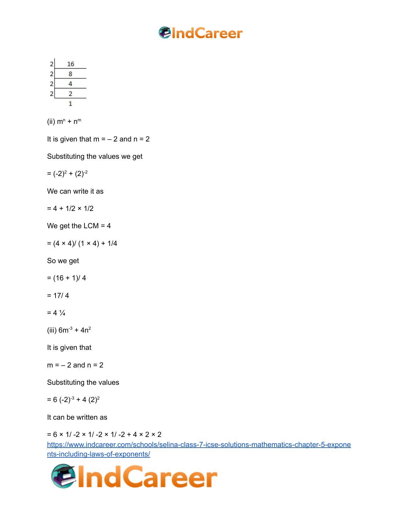 Selina Class 7 ICSE Solutions Mathematics : Chapter 5- Exponents (Including Laws of Exponents) - Page 41