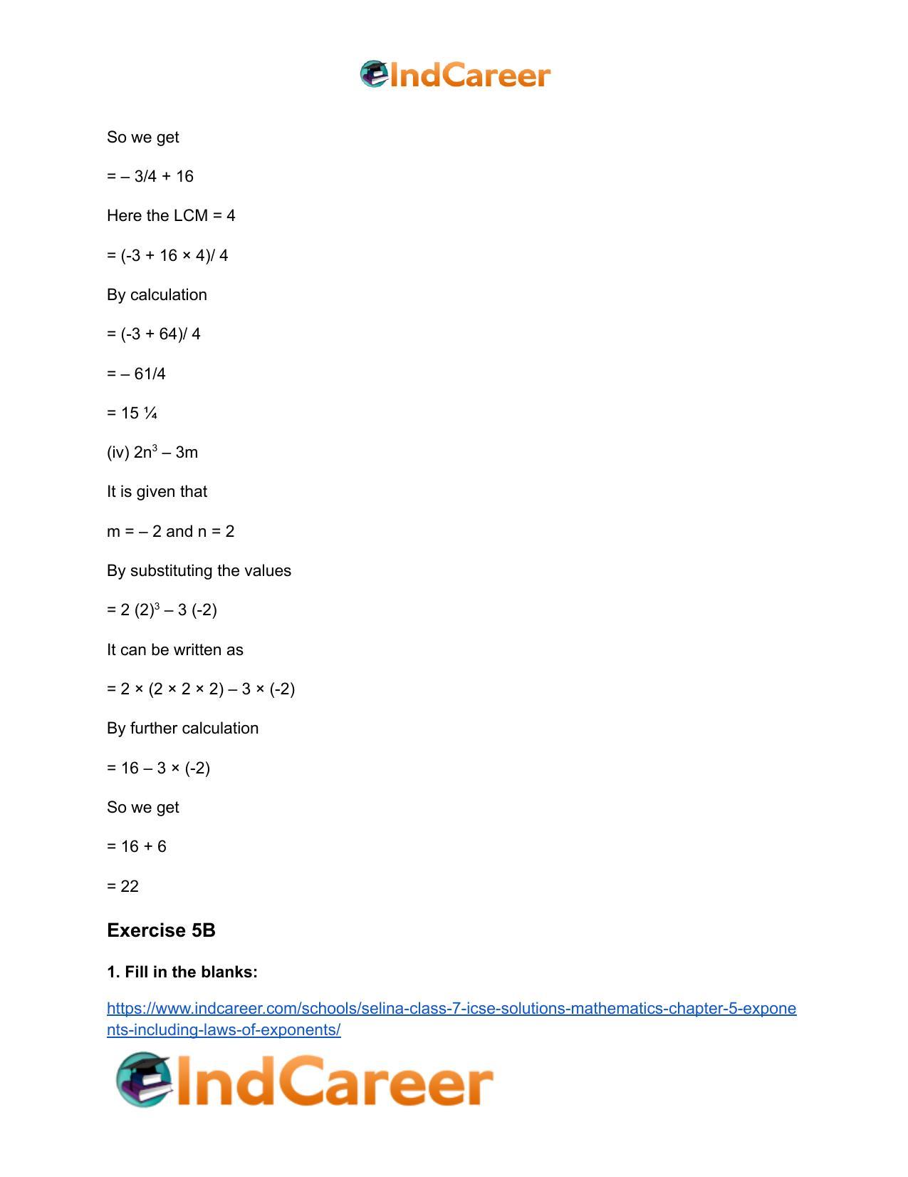 Selina Class 7 ICSE Solutions Mathematics : Chapter 5- Exponents (Including Laws of Exponents) - Page 42