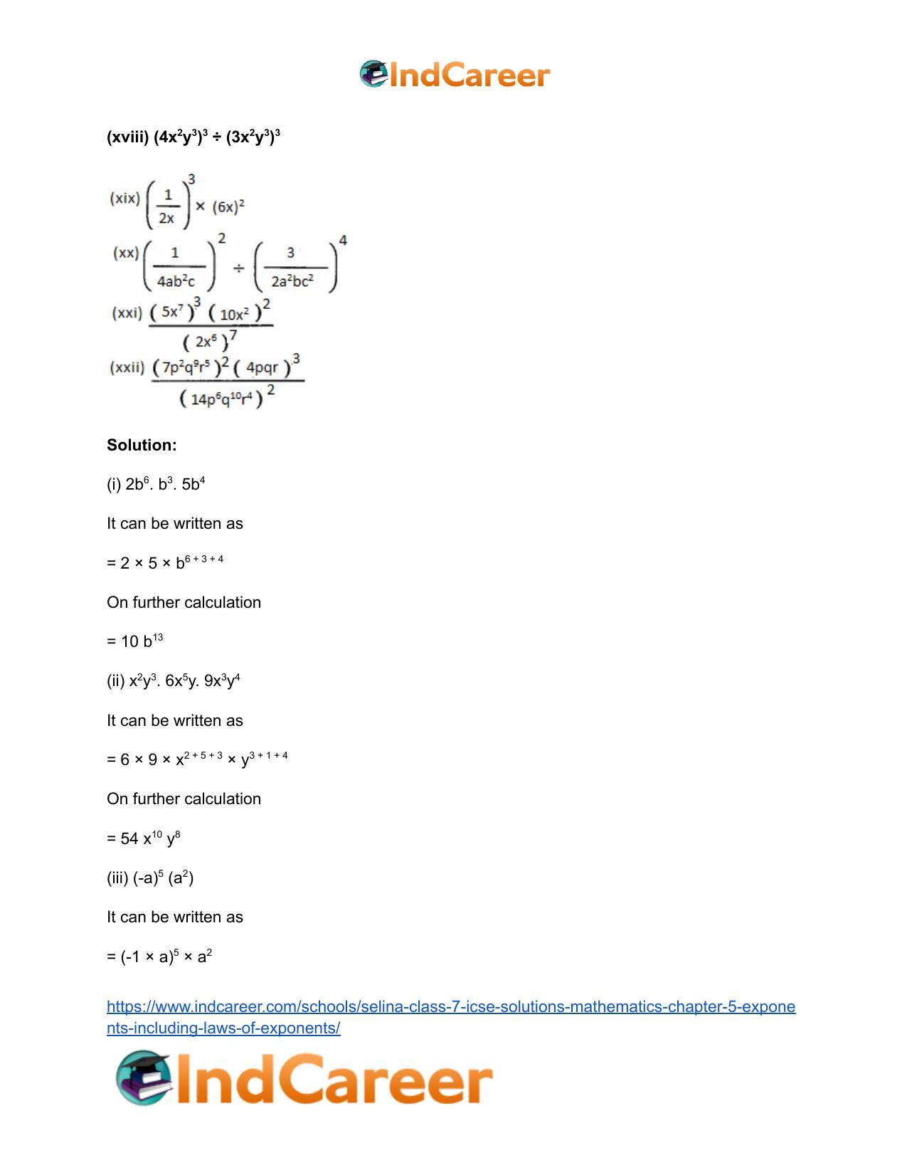 Selina Class 7 ICSE Solutions Mathematics : Chapter 5- Exponents (Including Laws of Exponents) - Page 48