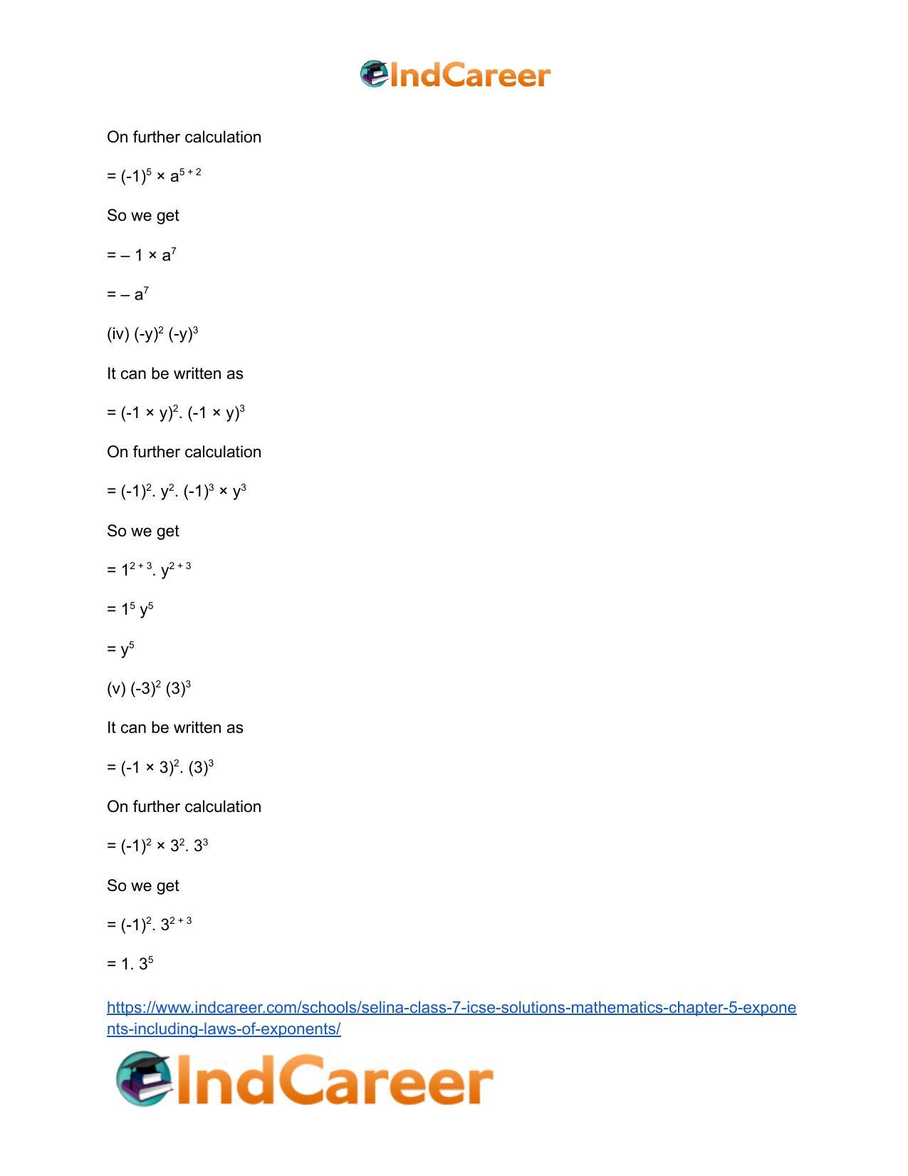 Selina Class 7 ICSE Solutions Mathematics : Chapter 5- Exponents (Including Laws of Exponents) - Page 49