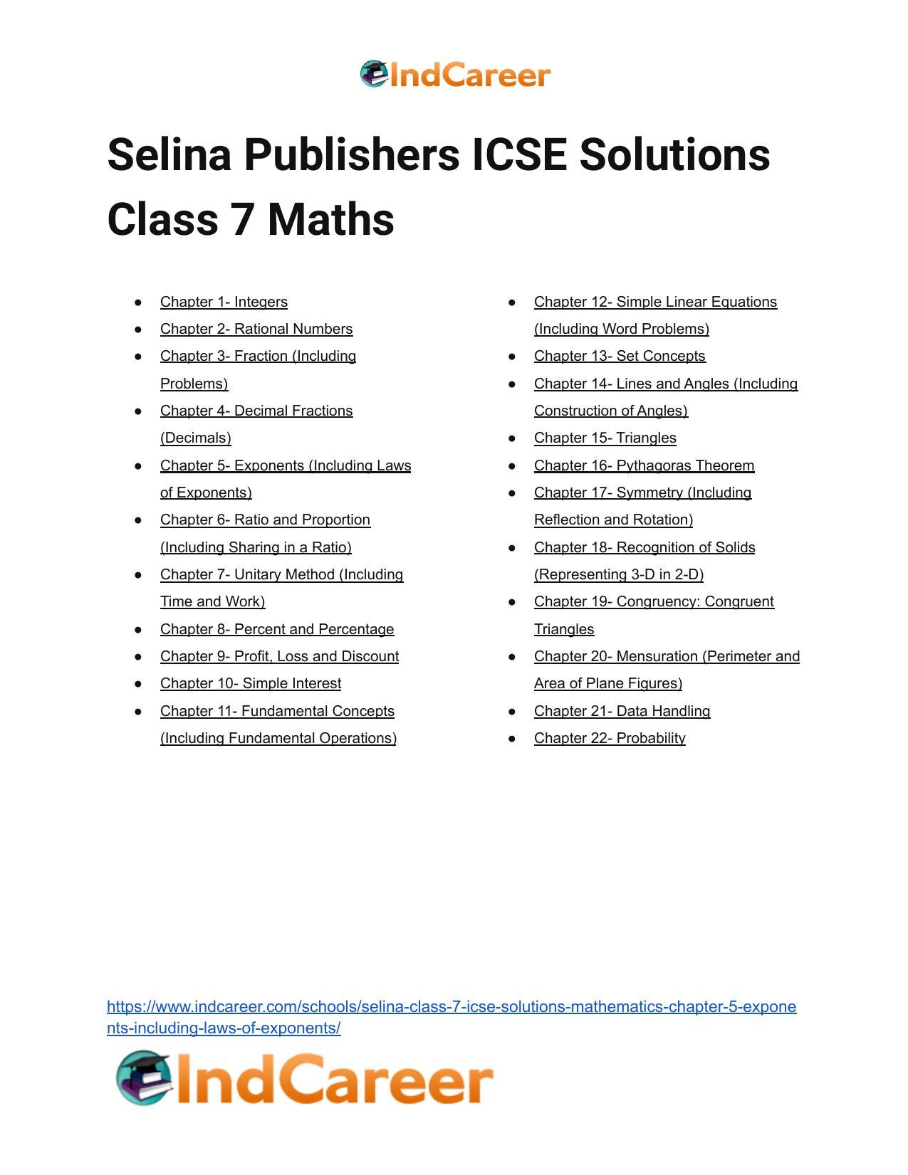 Selina Class 7 ICSE Solutions Mathematics : Chapter 5- Exponents (Including Laws of Exponents) - Page 68