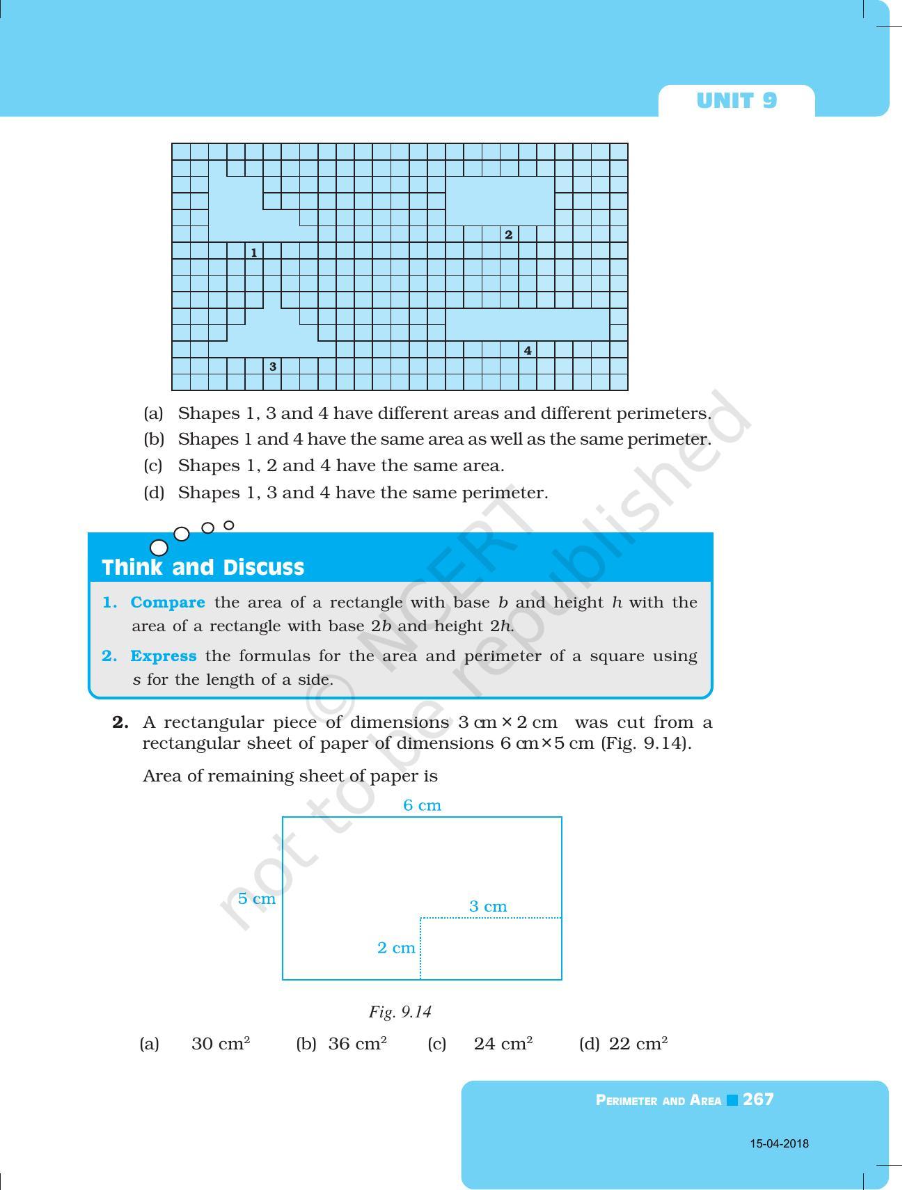 NCERT Exemplar Book for Class 7 Maths: Chapter 9- Perimeter and Area - Page 11