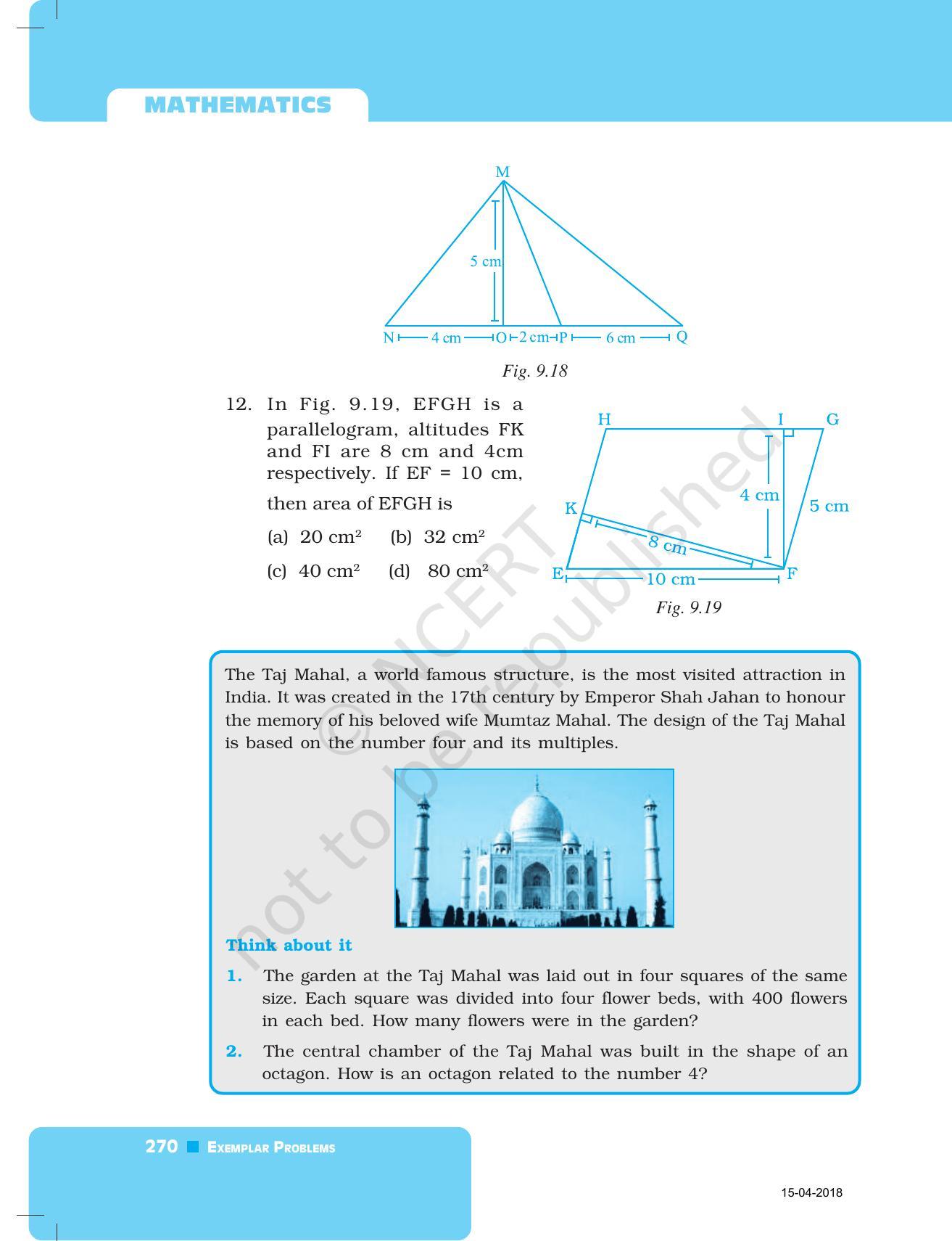 NCERT Exemplar Book for Class 7 Maths: Chapter 9- Perimeter and Area - Page 14