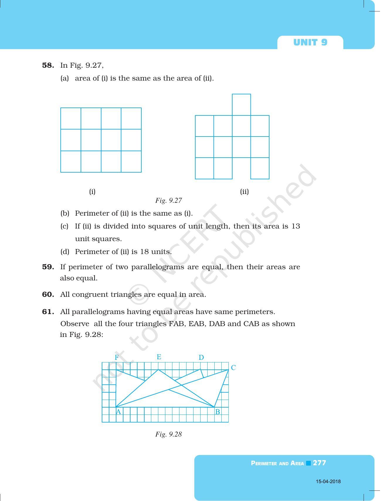 NCERT Exemplar Book for Class 7 Maths: Chapter 9- Perimeter and Area - Page 21