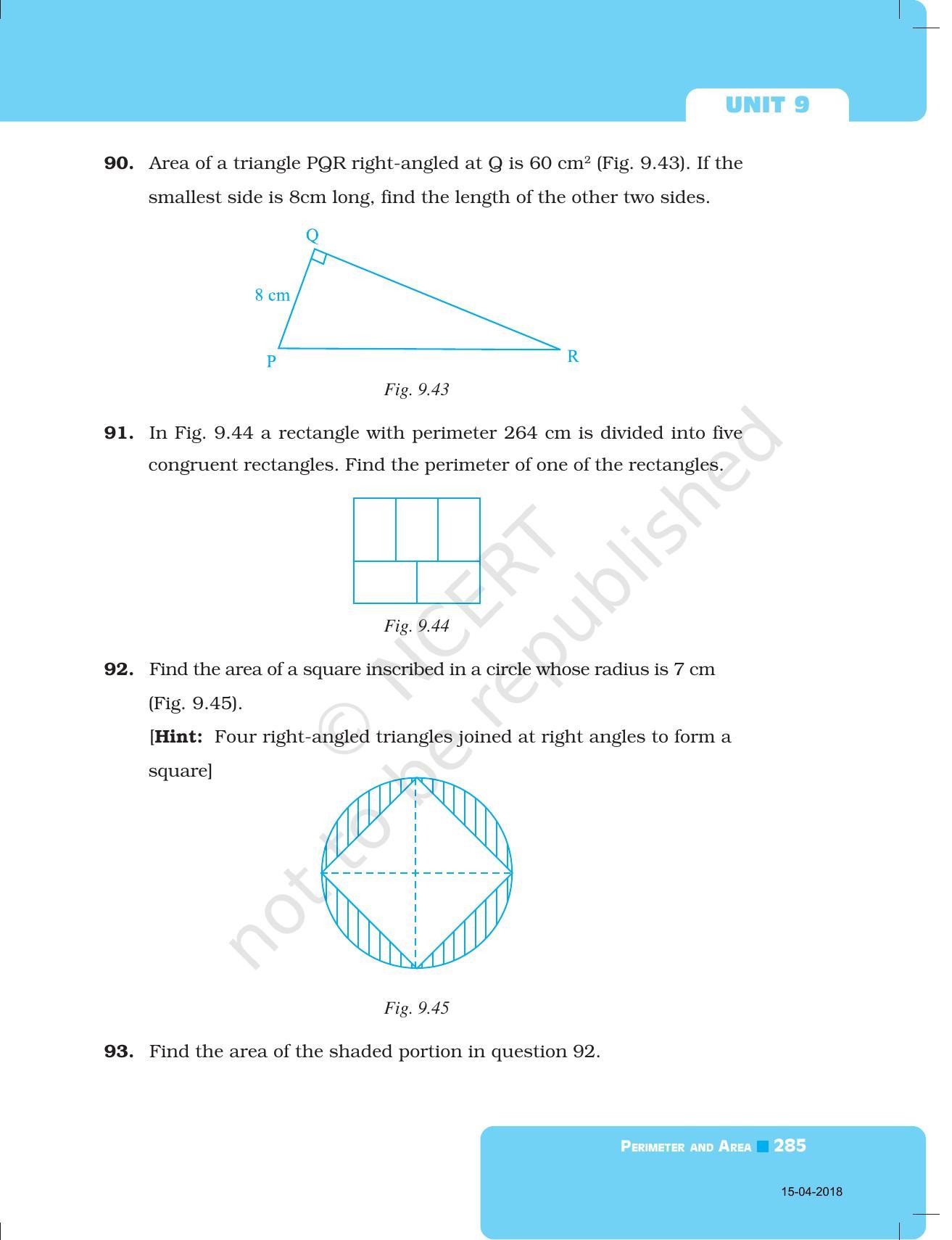 NCERT Exemplar Book for Class 7 Maths: Chapter 9- Perimeter and Area - Page 29