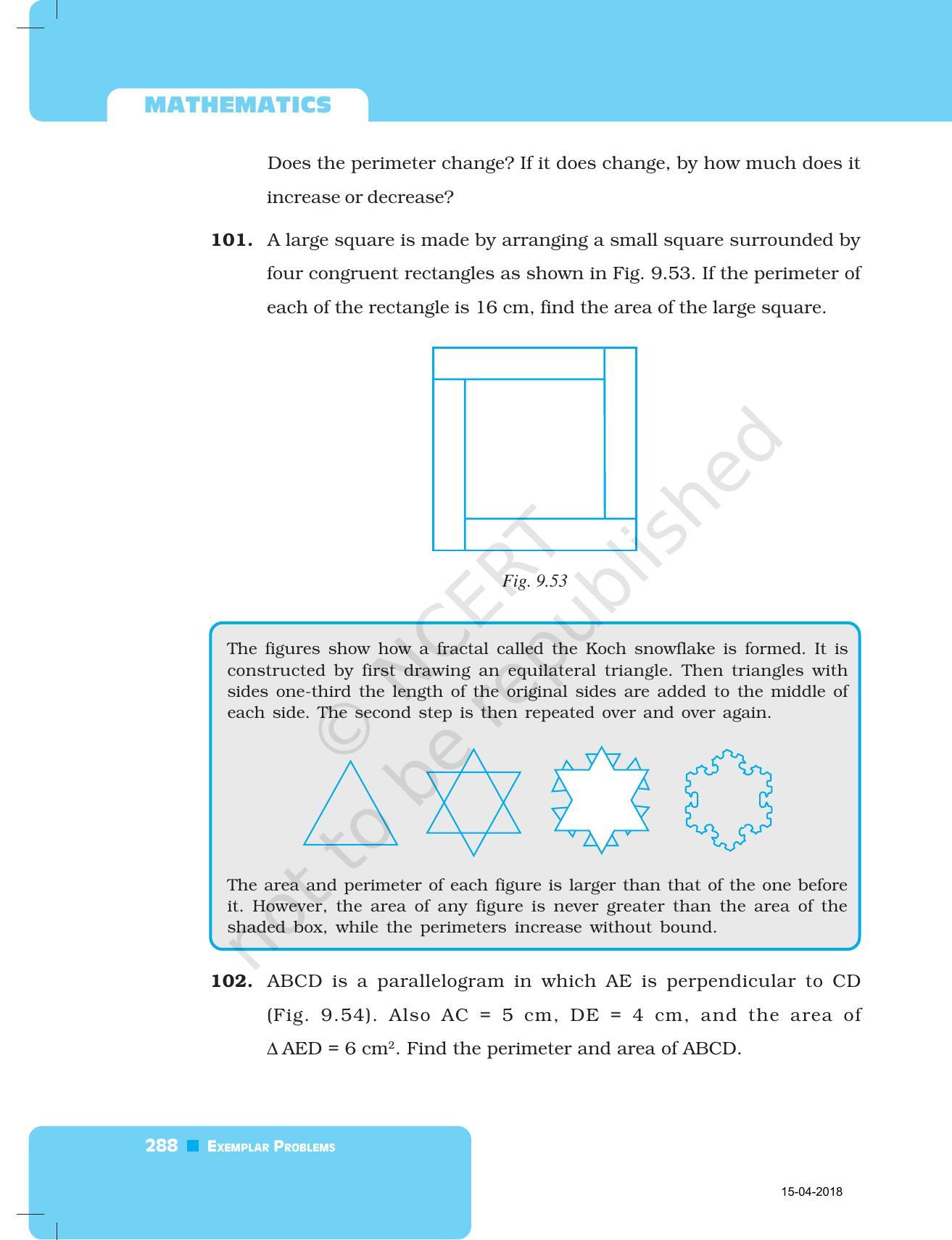 NCERT Exemplar Book for Class 7 Maths: Chapter 9- Perimeter and Area - Page 32