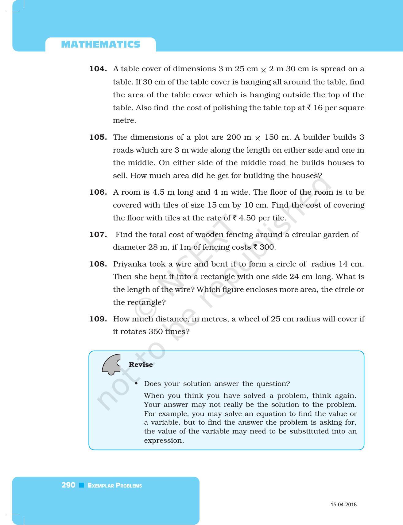 NCERT Exemplar Book for Class 7 Maths: Chapter 9- Perimeter and Area - Page 34