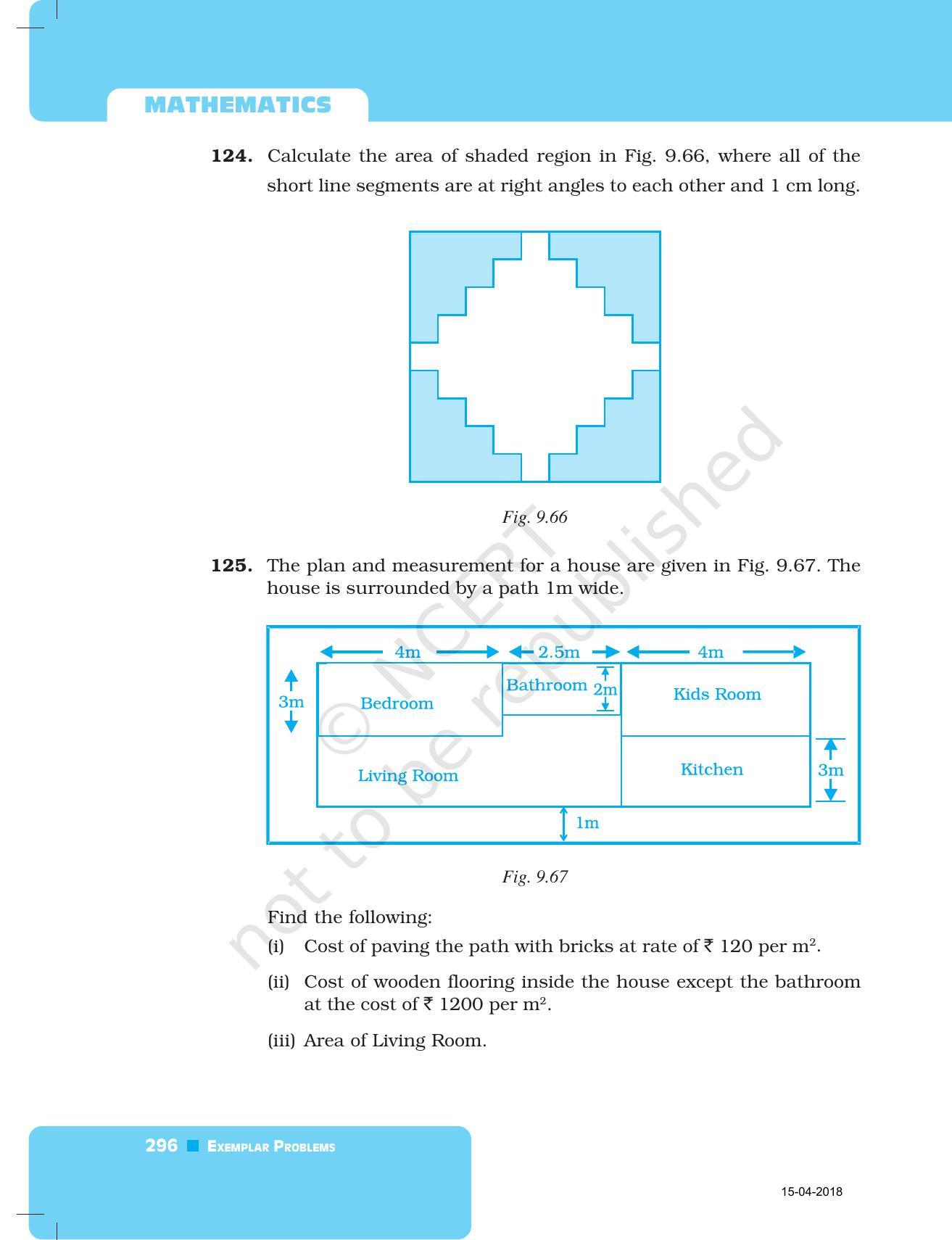 NCERT Exemplar Book for Class 7 Maths: Chapter 9- Perimeter and Area - Page 40
