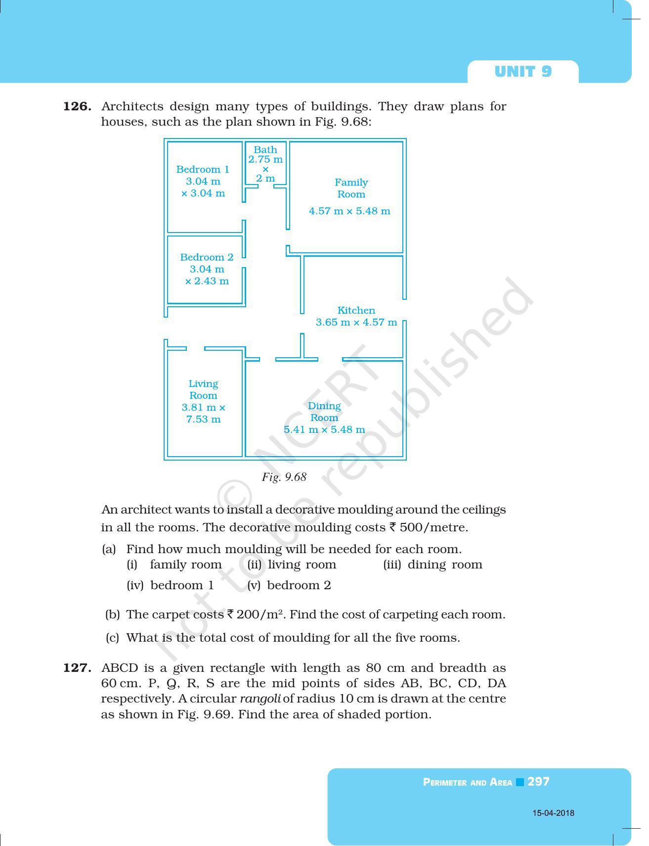 NCERT Exemplar Book for Class 7 Maths: Chapter 9- Perimeter and Area - Page 41