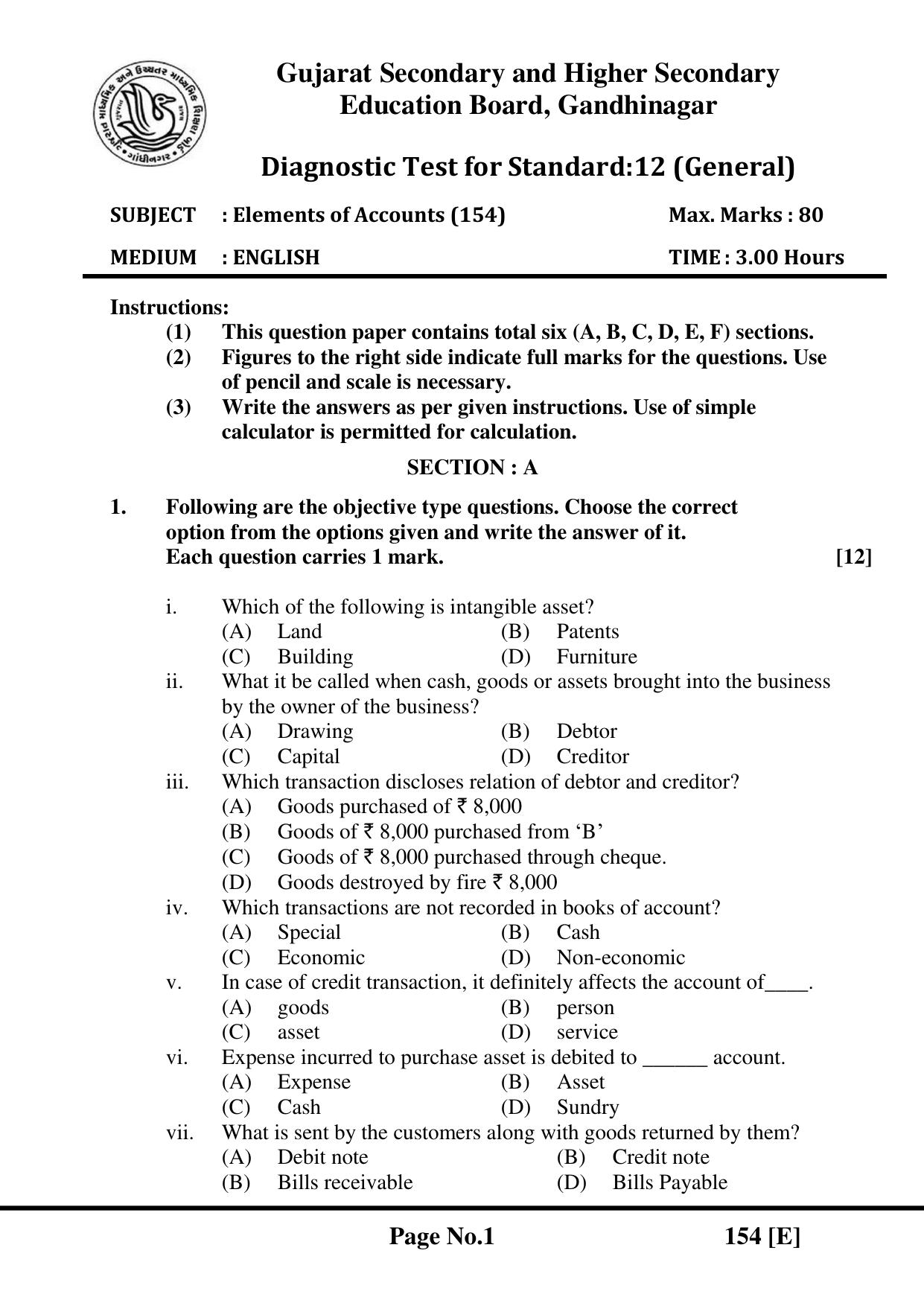 Gujarat Board Class 12th Question Paper 2020: (નામાના મૂળતવો) GHE - Page 13