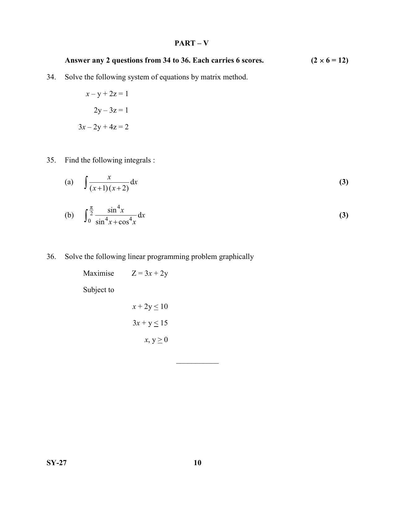 Kerala Plus Two Question Paper 2022 - Maths Science - Page 10