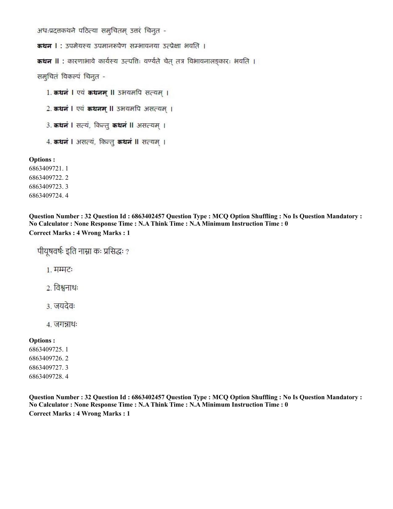 CUET PG 2023: ACQP19 – Sahitya (Alankara and Kavya varga) (Eng.) Shift 2 (05-06-2023) Question Paper - Page 51