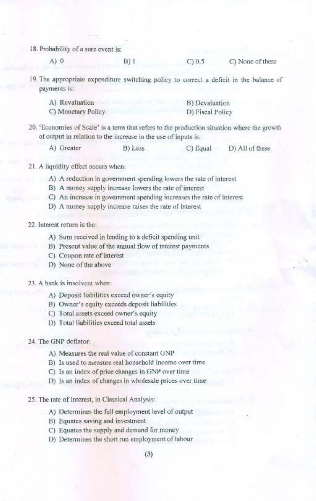 PU MPET Economics 2015 Question Paper - Page 4