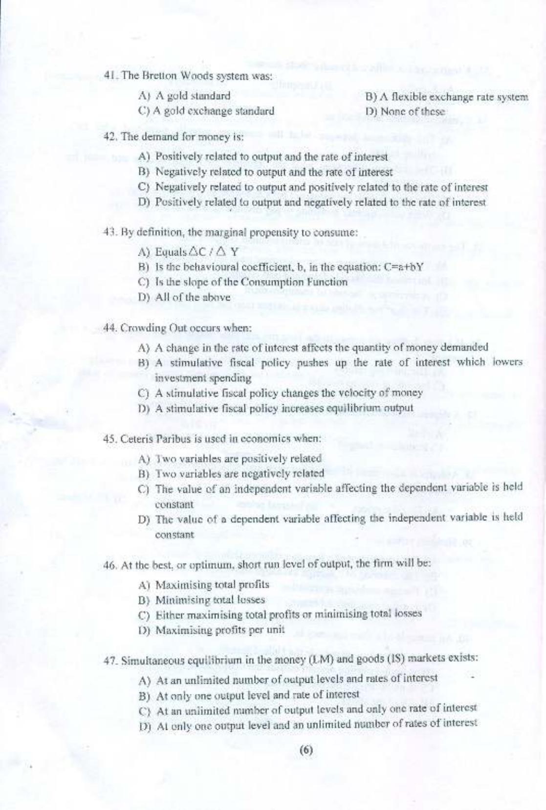 PU MPET Economics 2015 Question Paper - Page 7