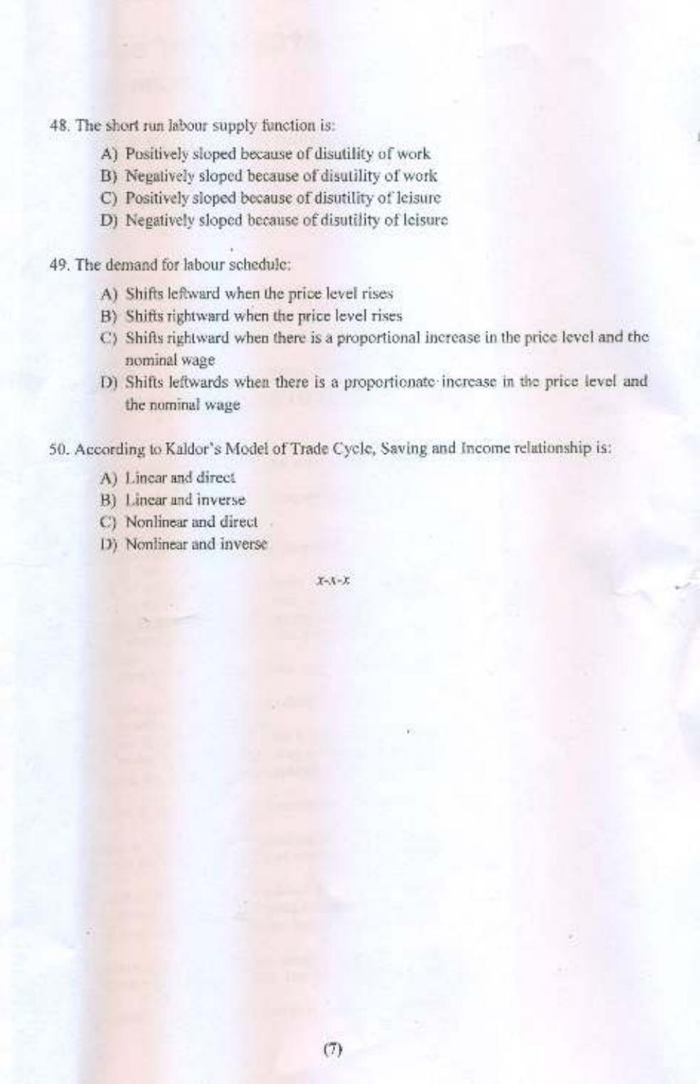 PU MPET Economics 2015 Question Paper - Page 8