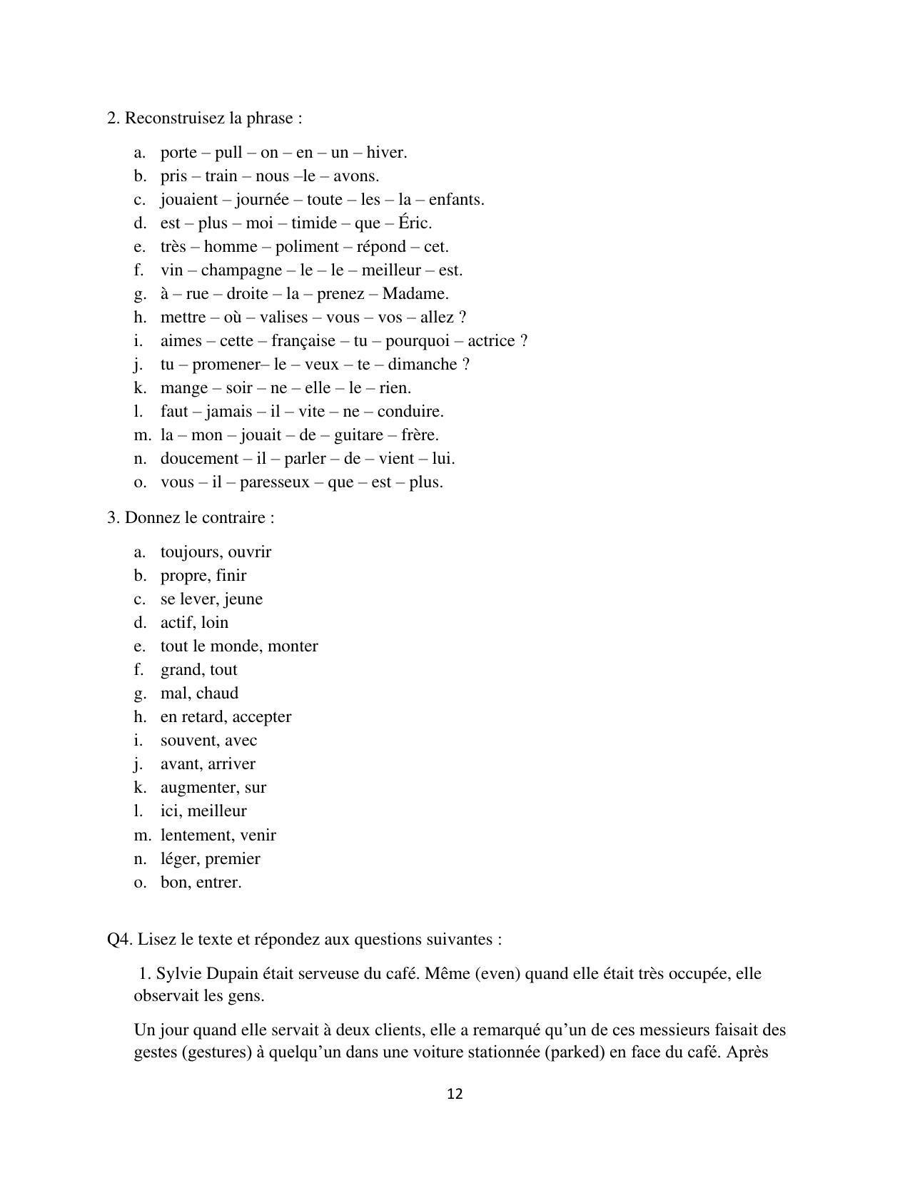 Maharashtra Board Class 12 French Sample Papers - Page 13