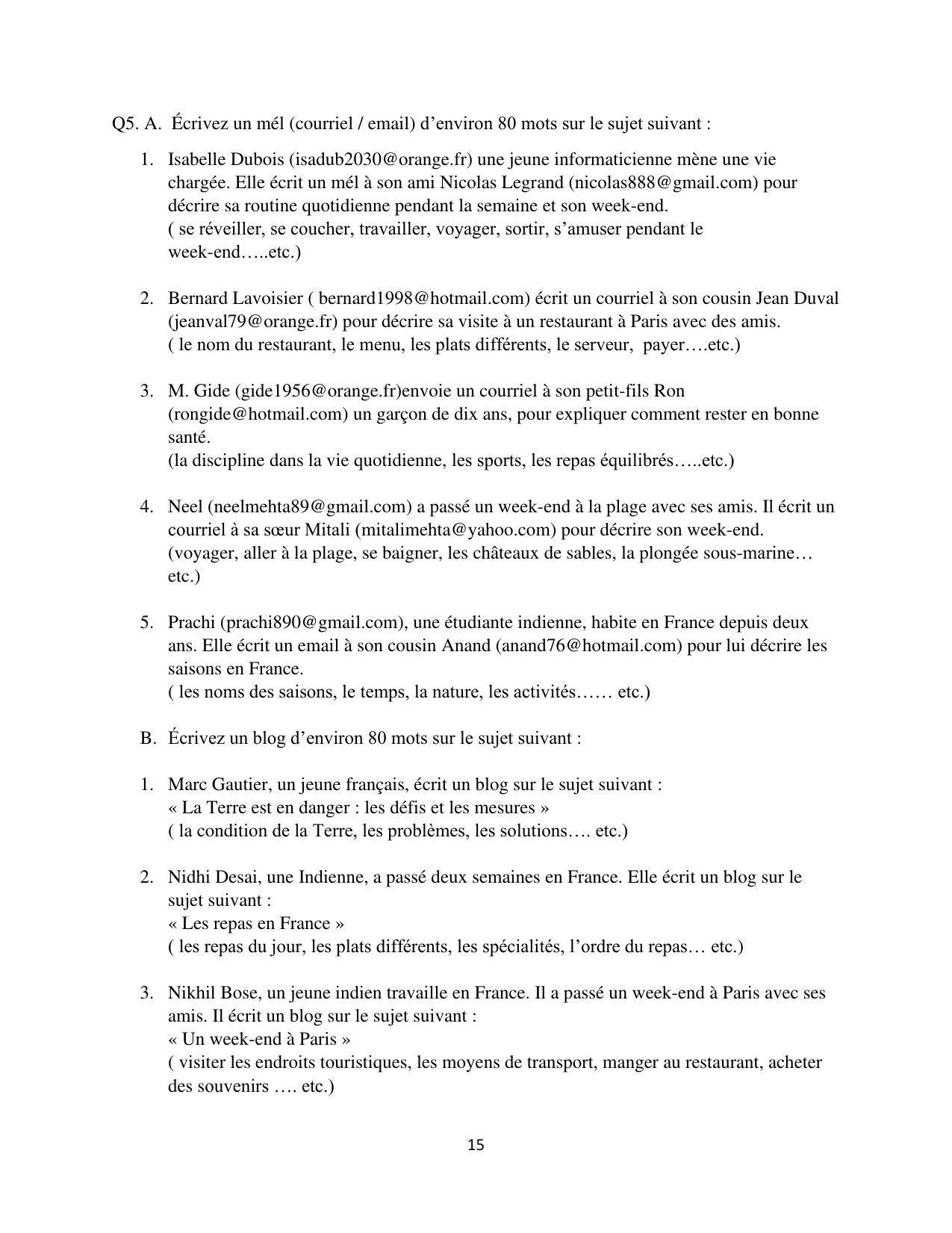 Maharashtra Board Class 12 French Sample Papers - Page 16