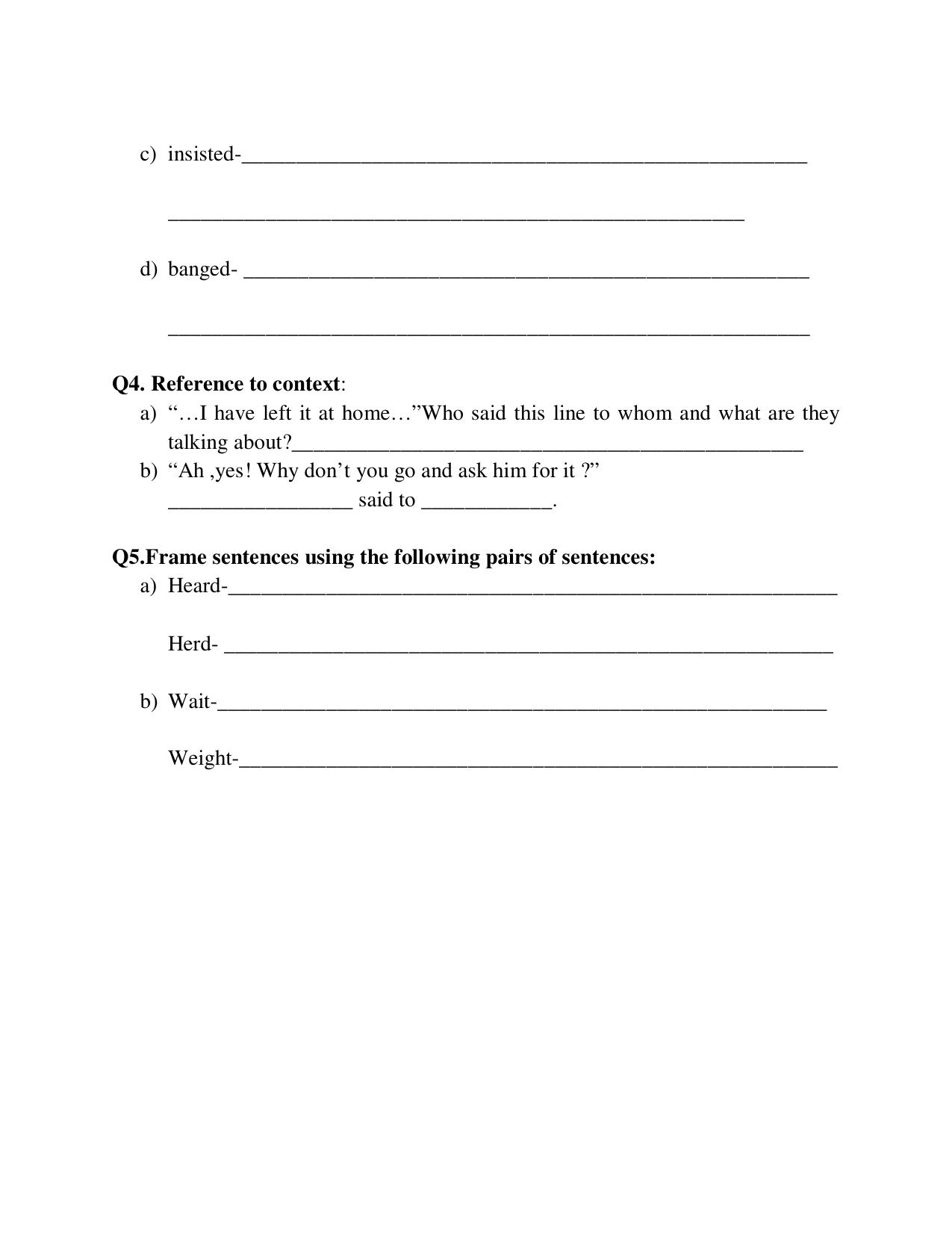 Worksheet for Class 5 English Assignment 2 - Page 2