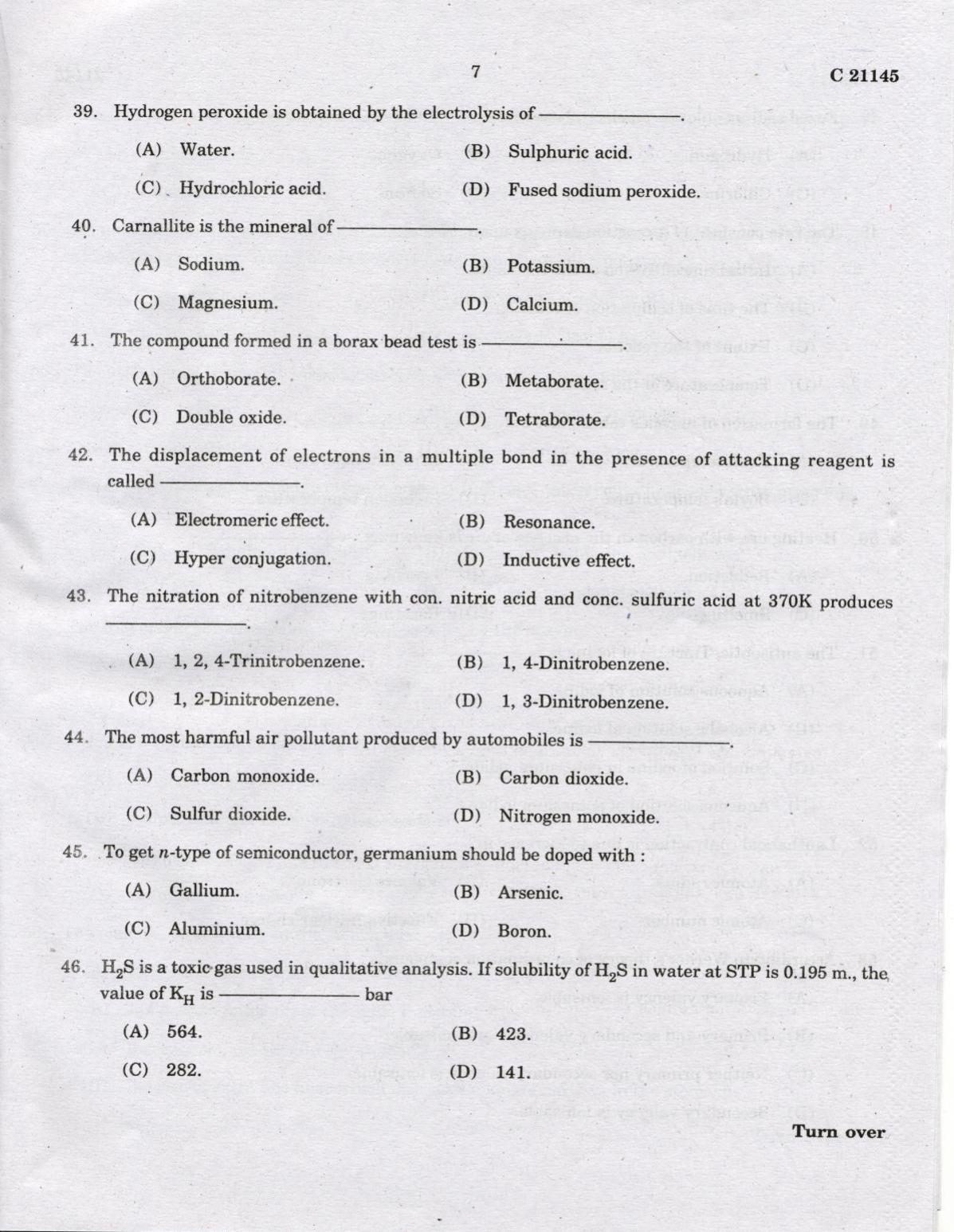 CUCAT 2022 Integrated M.Sc.Physics/Chemistry Question Paper - Page 7