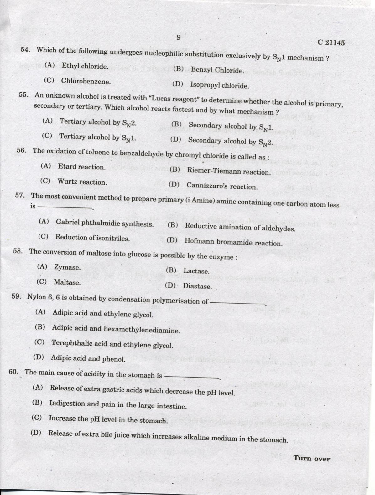 CUCAT 2022 Integrated M.Sc.Physics/Chemistry Question Paper - Page 9